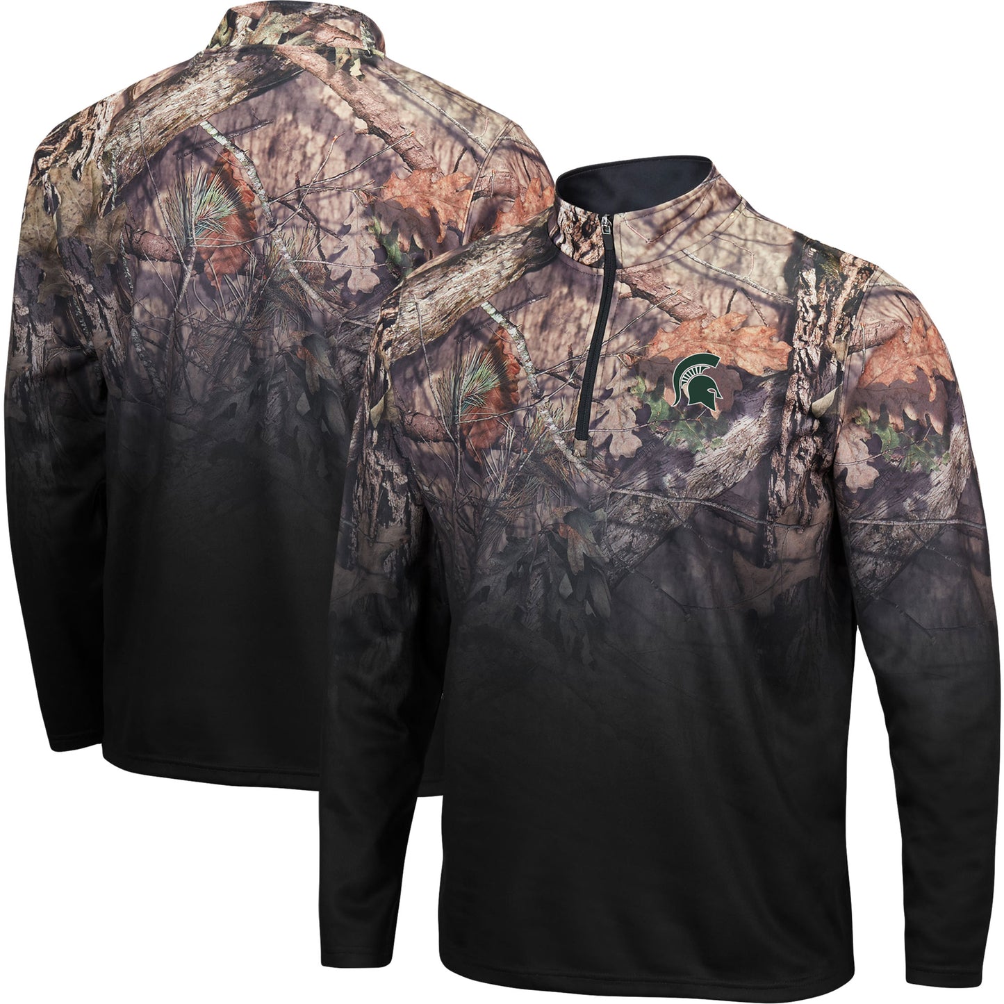 Men's Colosseum Black Michigan State Spartans Mossy Oak Fleet II Quarter-Zip Jacket