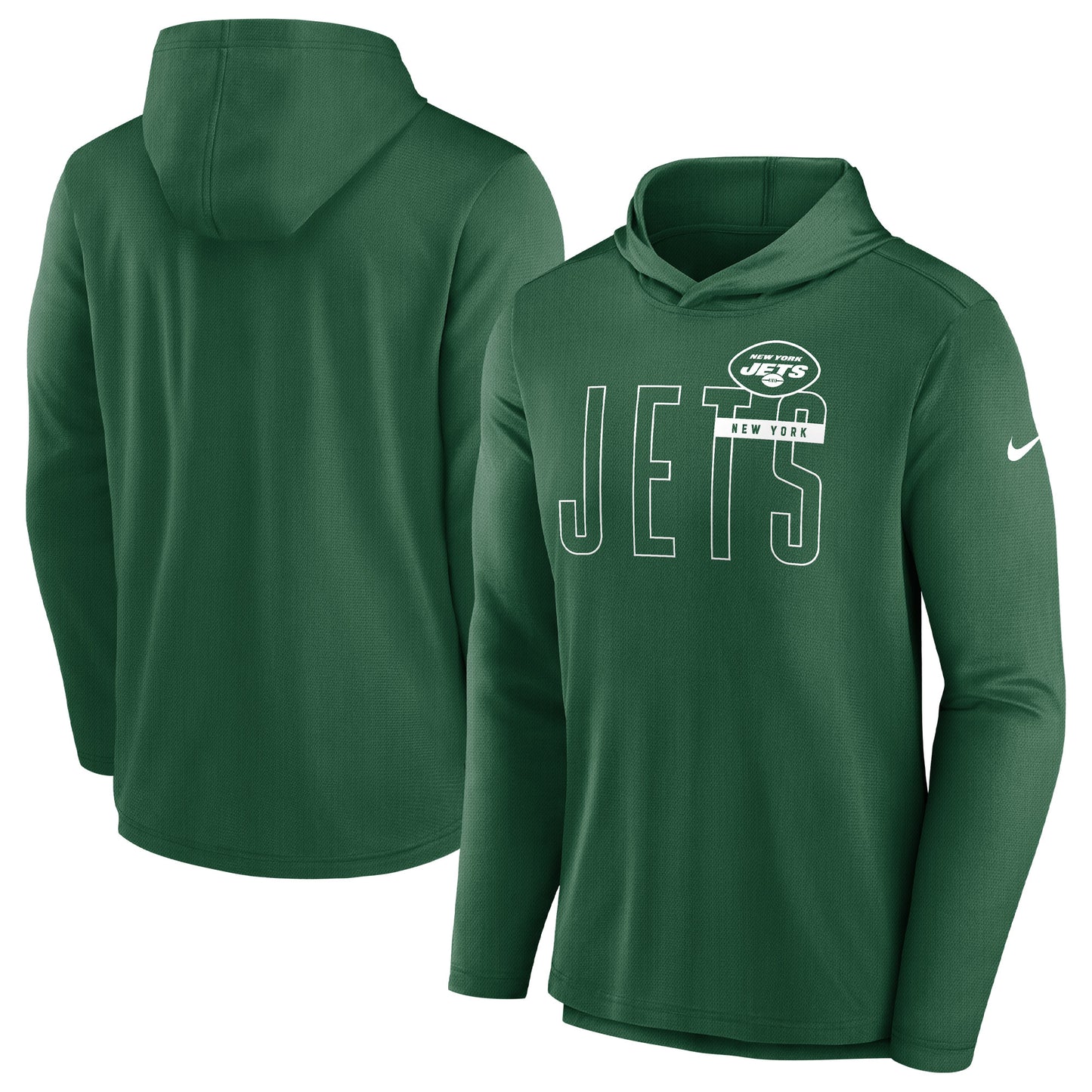 Men's Nike Green New York Jets Lightweight Performance Hooded Long Sleeve T-Shirt