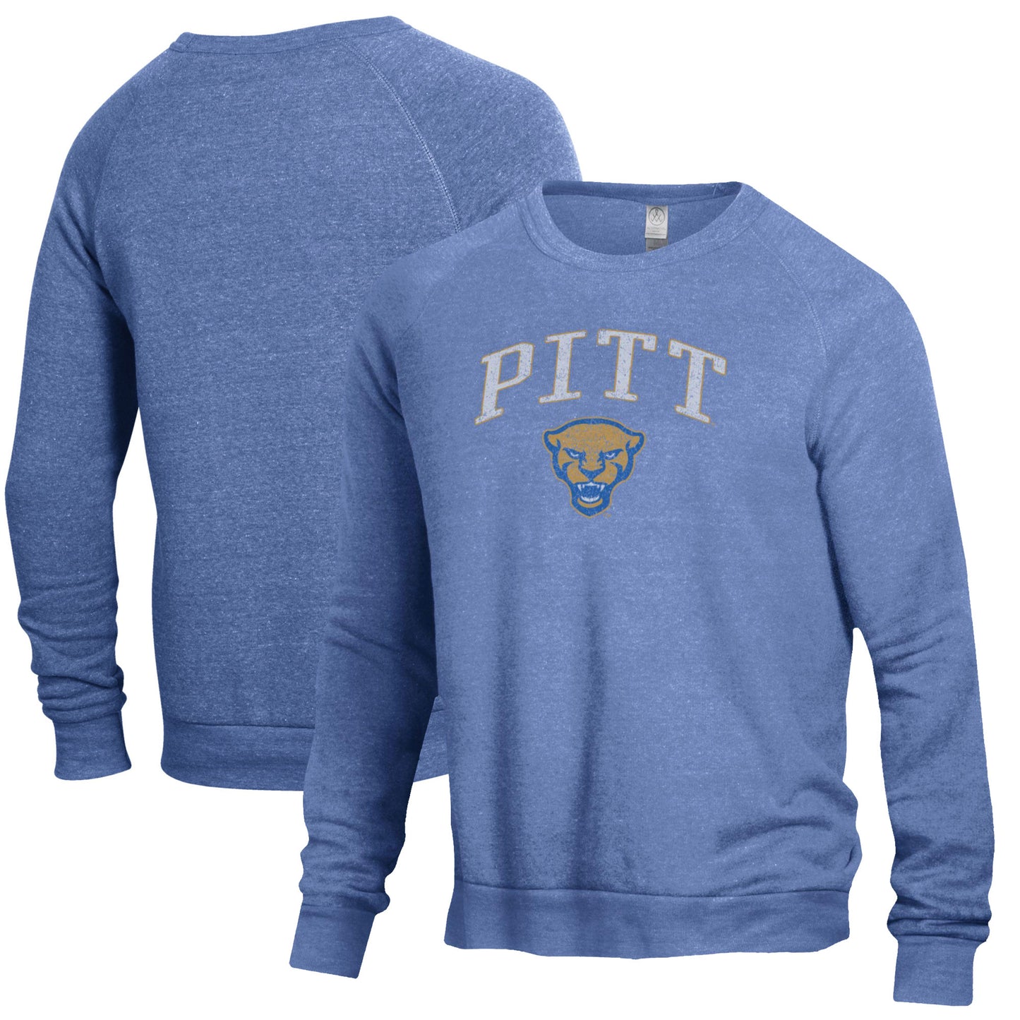 Men's Alternative Apparel Heathered Blue Pitt Panthers The Champ Raglan Pullover Sweatshirt