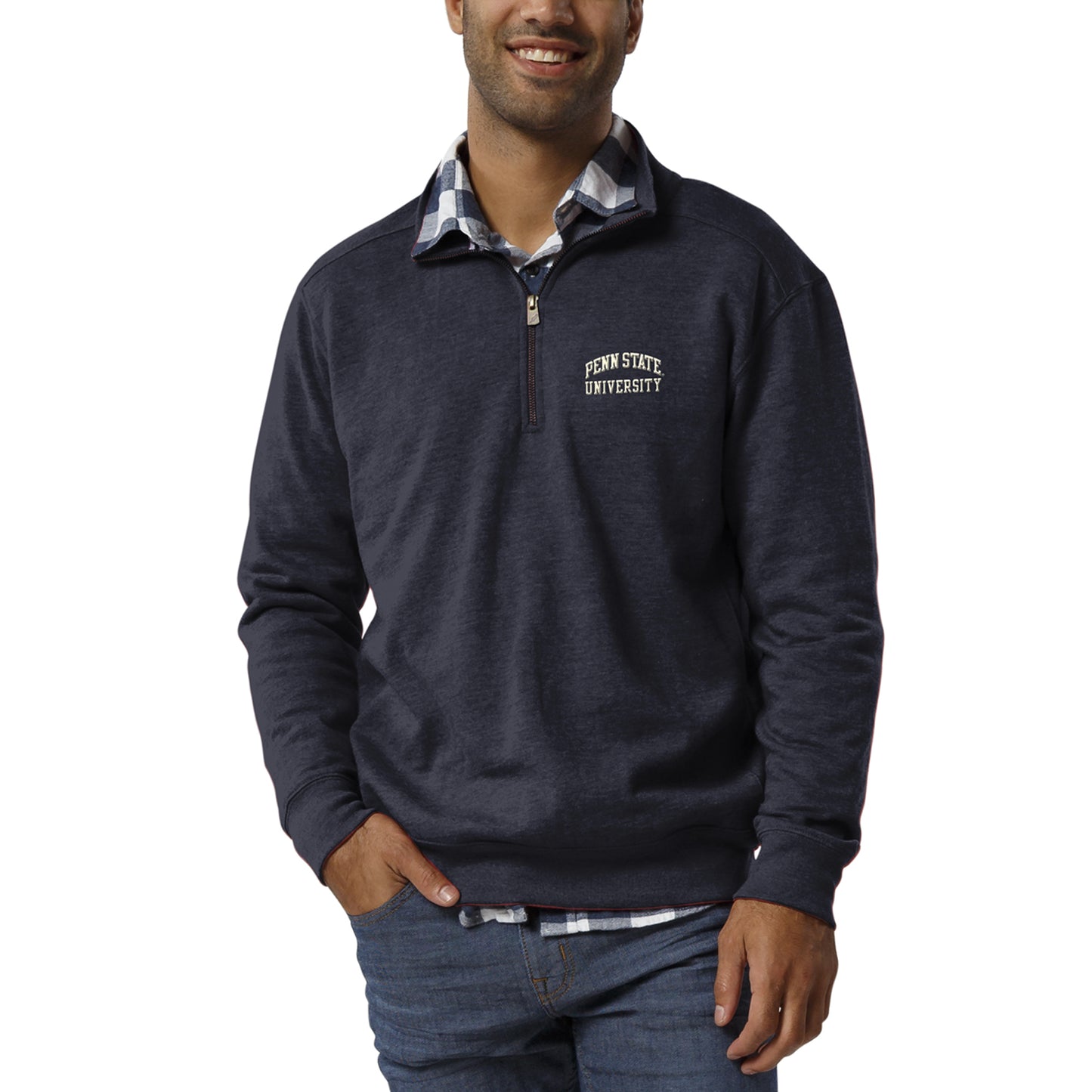 Men's League Collegiate Wear Heathered Navy Penn State Nittany Lions Heritage Quarter-Zip Pullover Jacket