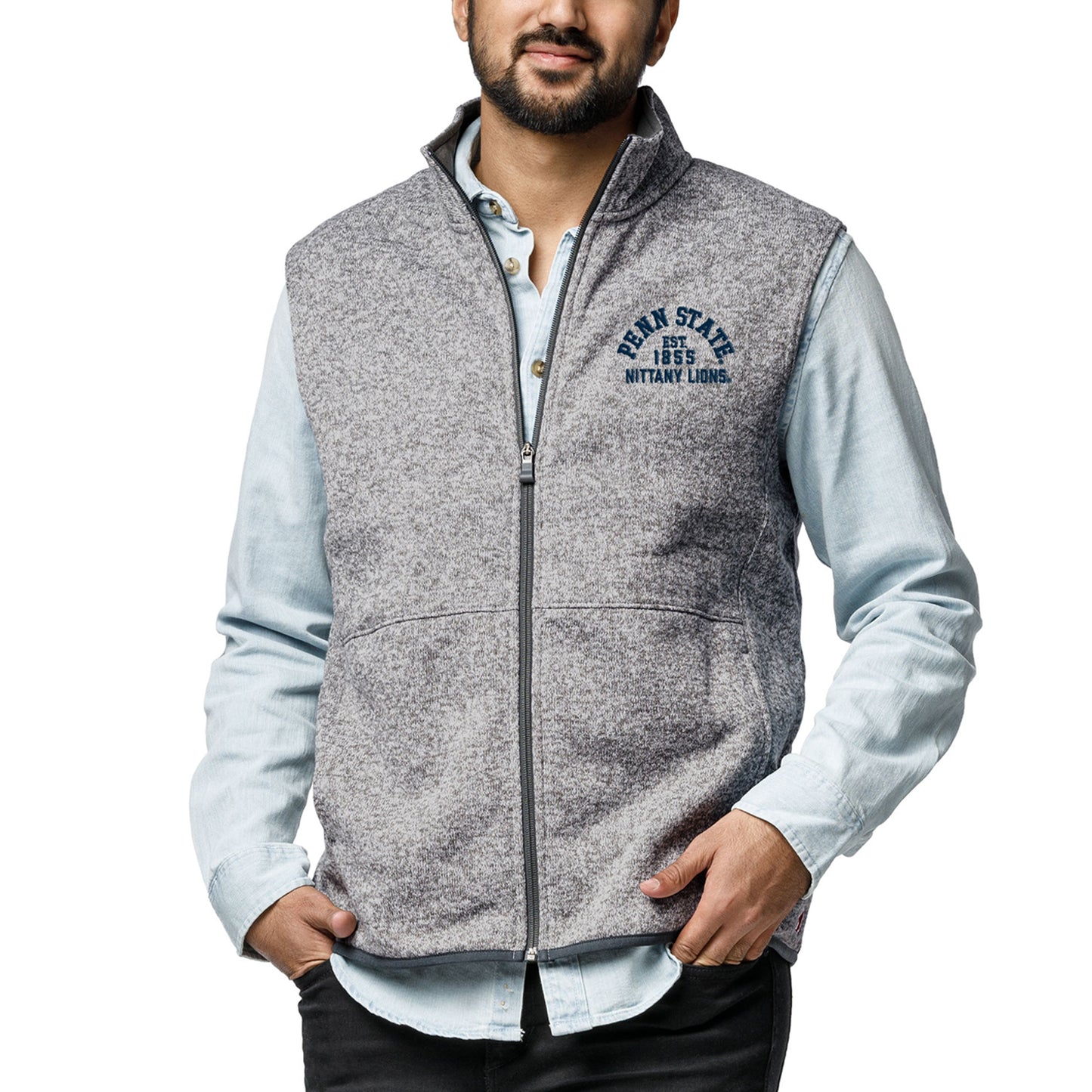 Men's League Collegiate Wear Heathered Gray Penn State Nittany Lions Saranac Full-Zip Vest
