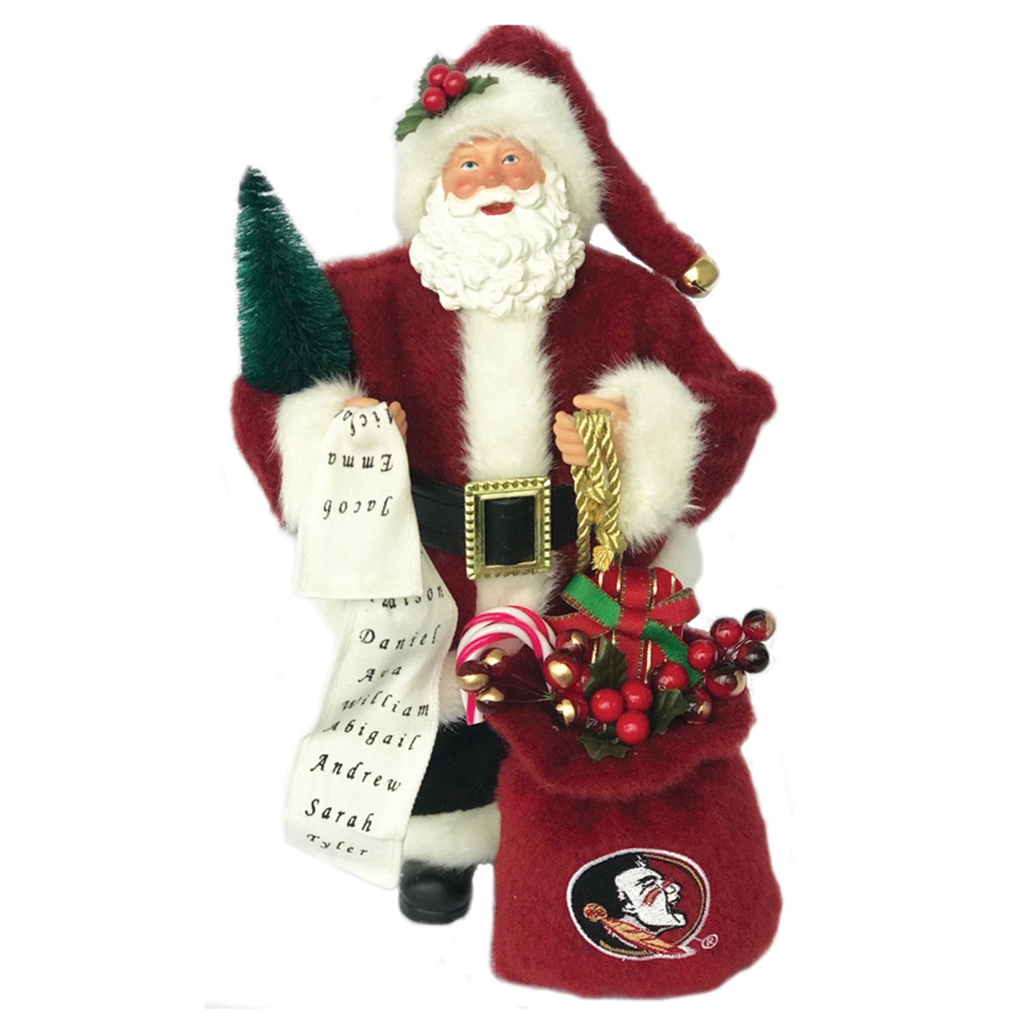 Garnet Florida State Seminoles 12'' Santa