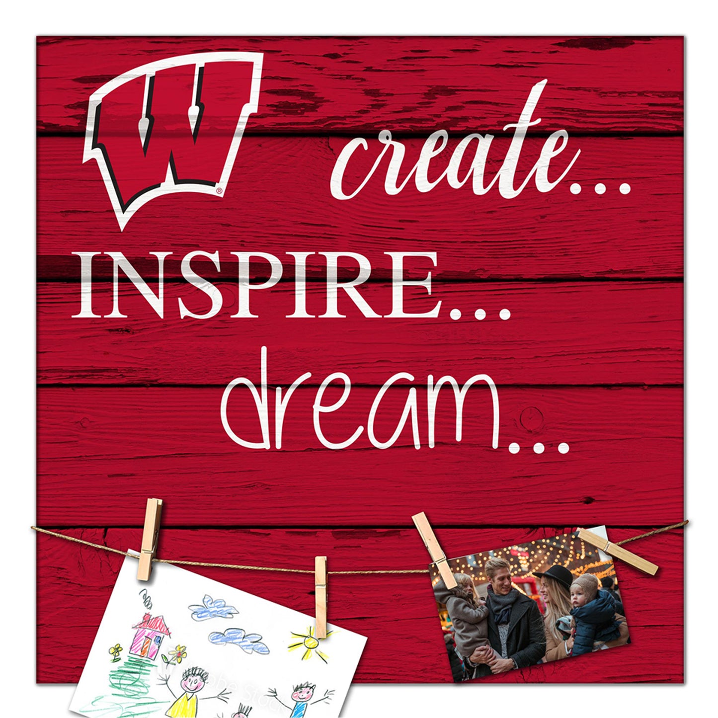 Wisconsin Badgers 18'' x 18'' Create Inspire Dream Sign
