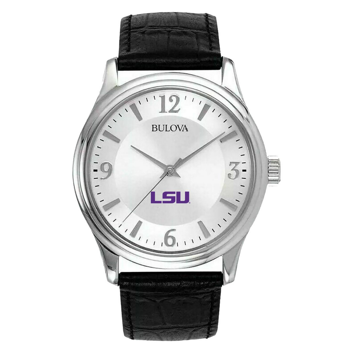 Men's Silver LSU Tigers Leather Watch