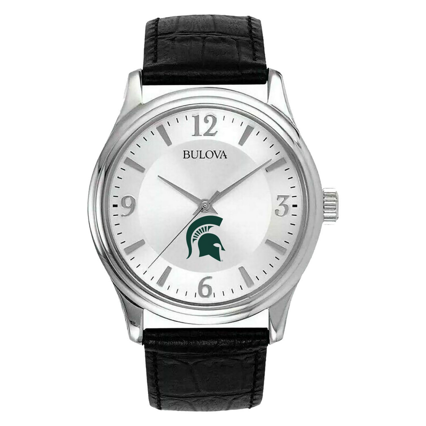 Men's Silver Michigan State Spartans Leather Watch