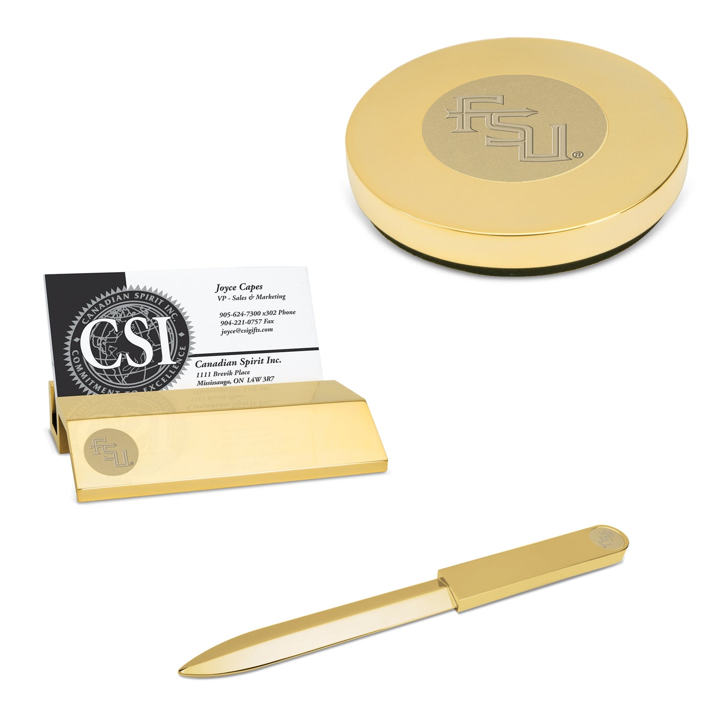 Gold Florida State Seminoles Desk Gift Set
