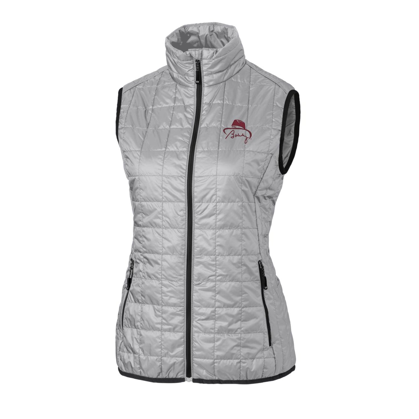Women's Cutter & Buck Silver Florida State Seminoles Bobby Bowden Rainier PrimaLoft Eco Full-Zip Vest