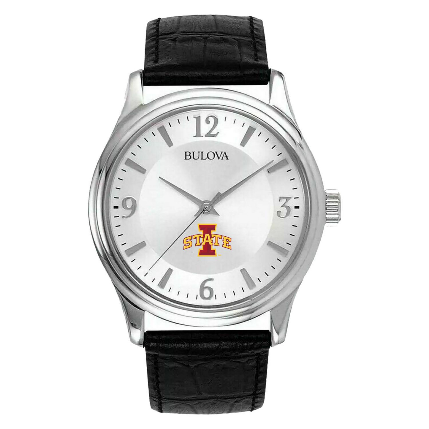 Men's Silver Iowa State Cyclones Leather Watch