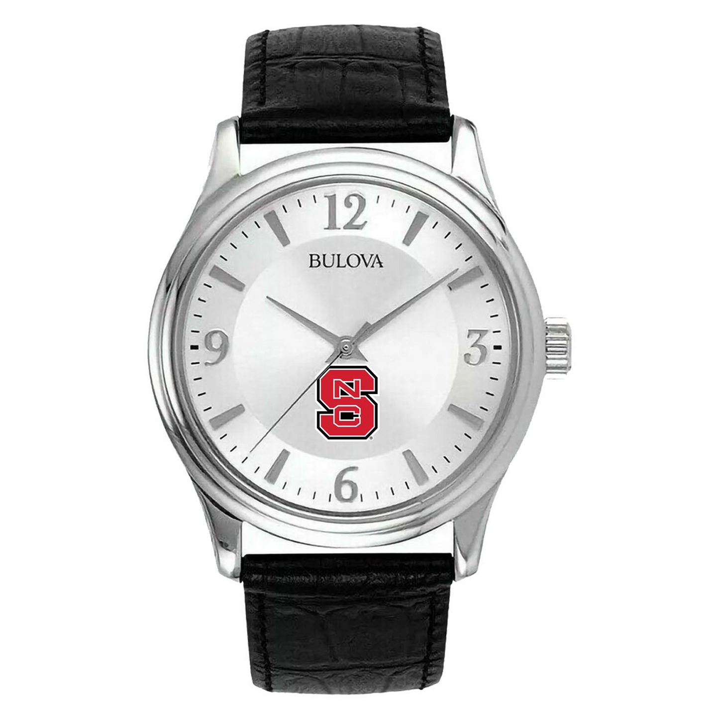 Men's Silver NC State Wolfpack Leather Watch