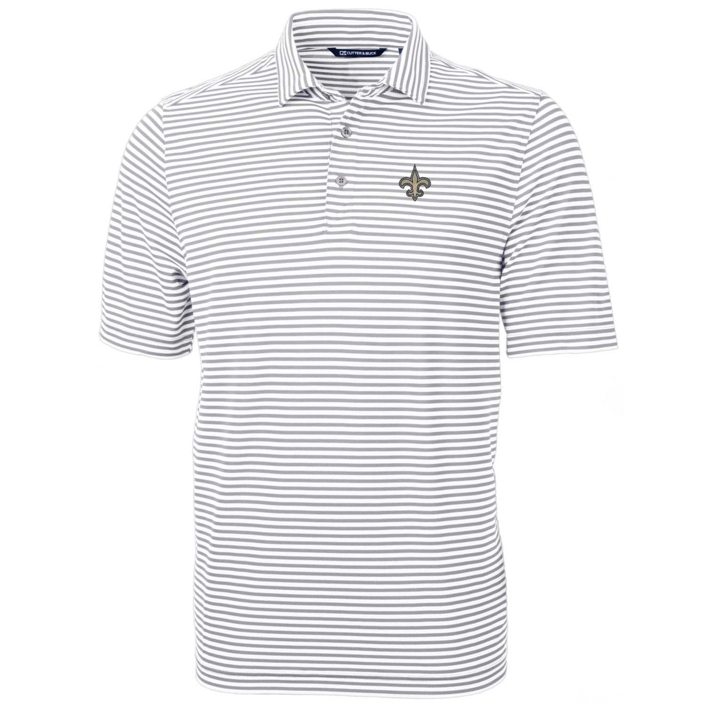 Men's Cutter & Buck White New Orleans Saints Big & Tall Virtue Eco Pique Stripe Recycled Polo