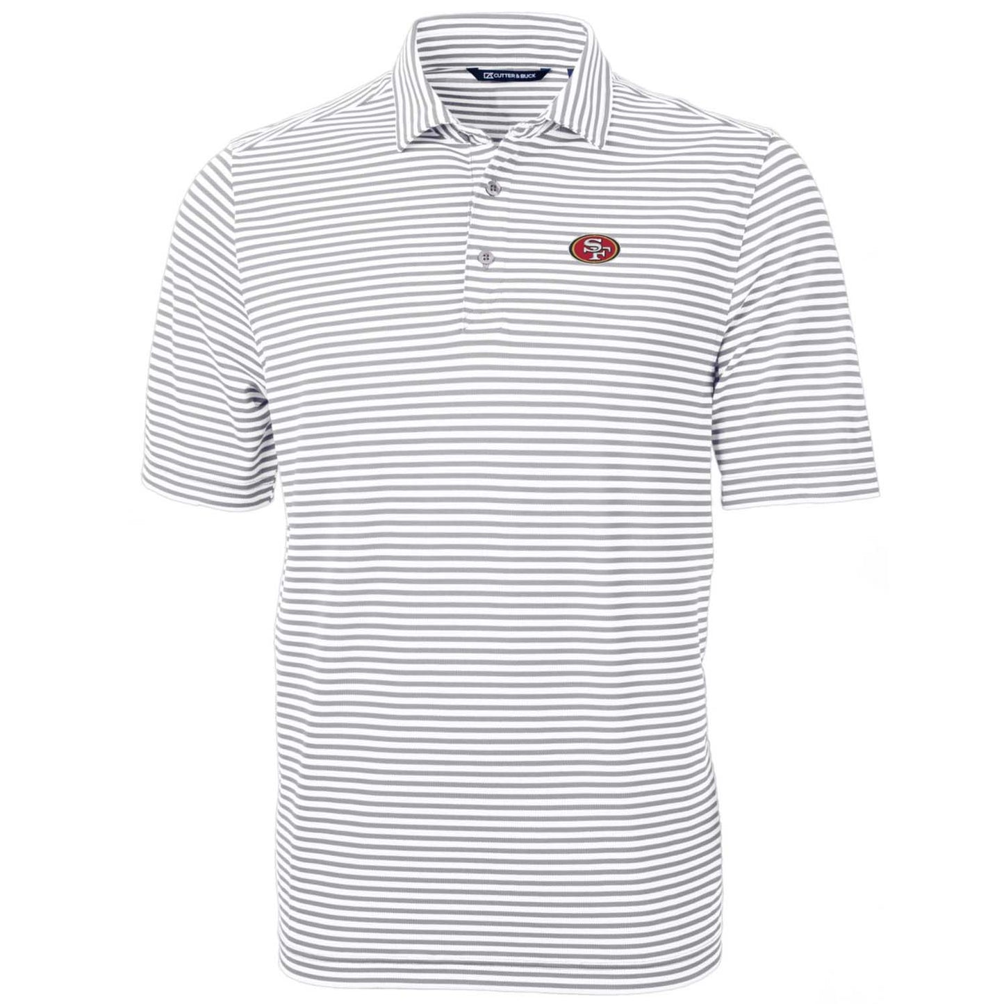 Men's Cutter & Buck White San Francisco 49ers Big & Tall Virtue Eco Pique Stripe Recycled Polo