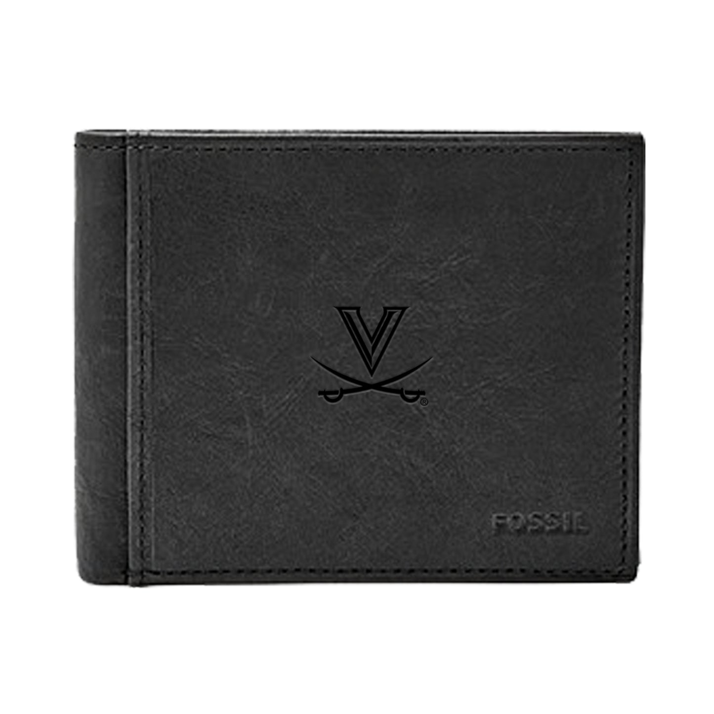 Men's Fossil Black Virginia Cavaliers Leather Ingram RFID Flip ID Bifold Wallet
