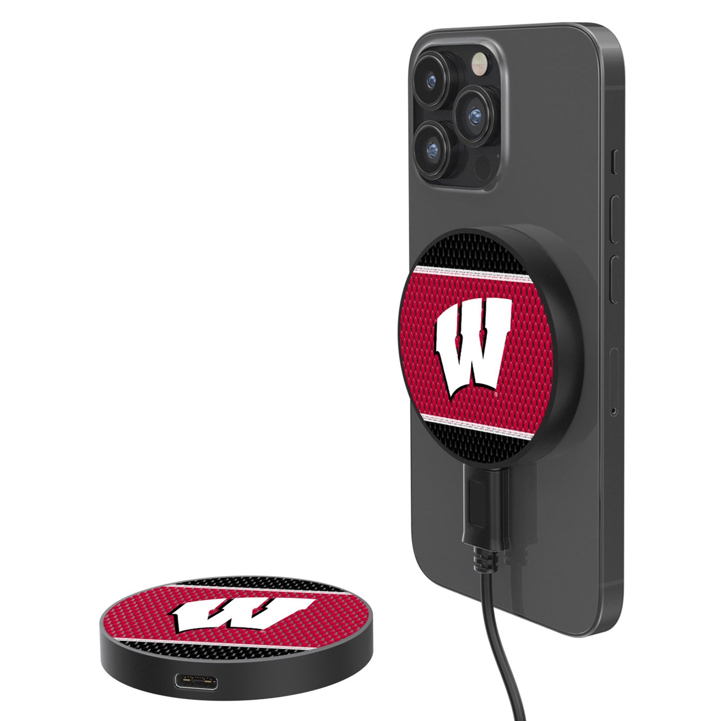 Wisconsin Badgers 10-Watt Mesh Design Wireless Magnetic Charger