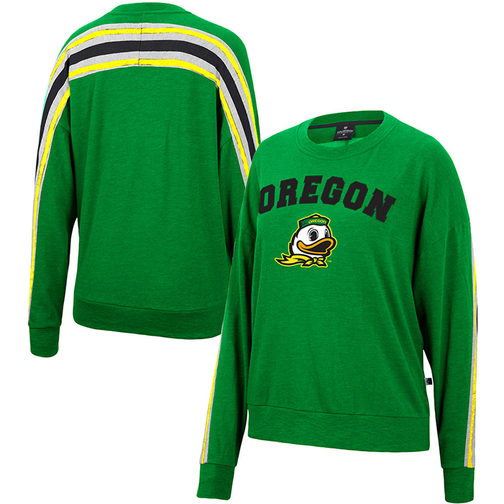Women's Colosseum Heathered Green Oregon Ducks Team Oversized Pullover Sweatshirt