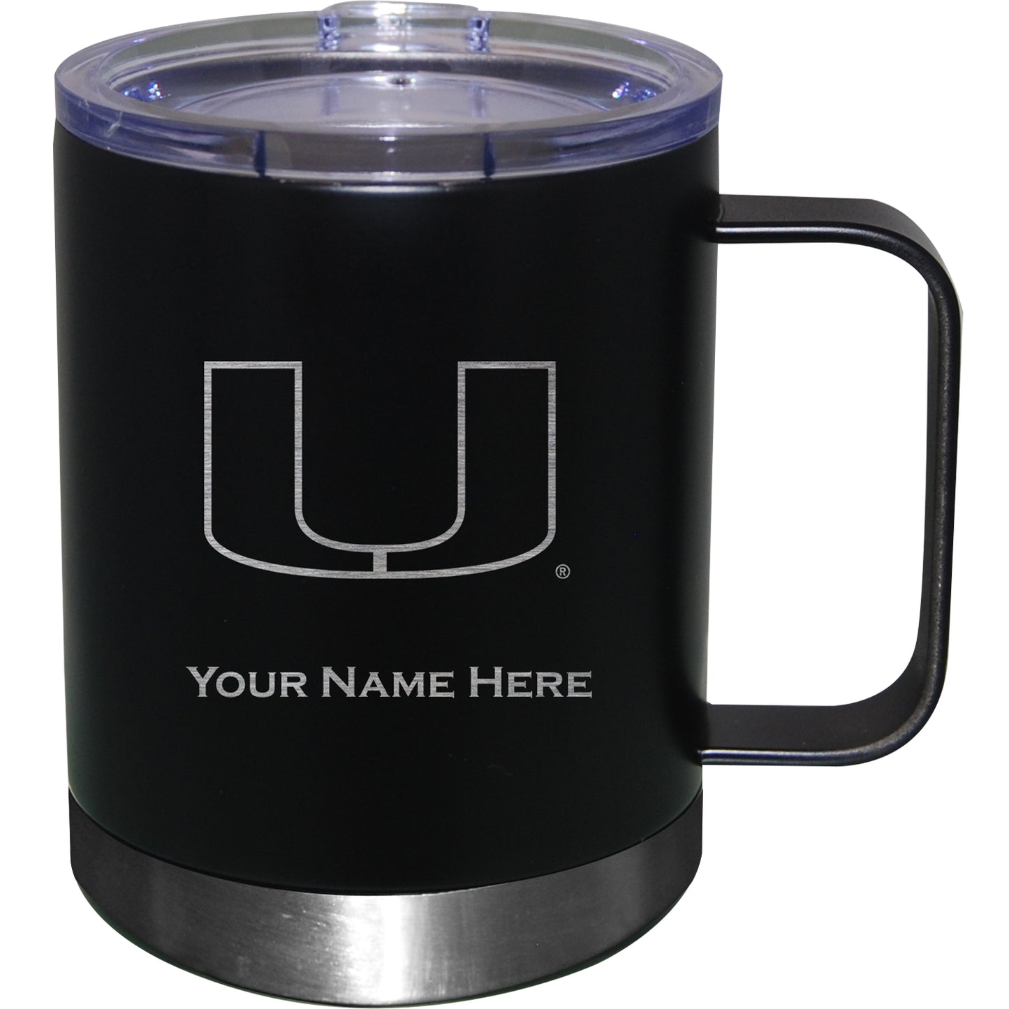 Black Miami Hurricanes 12oz. Personalized Stainless Steel Lowball with Handle
