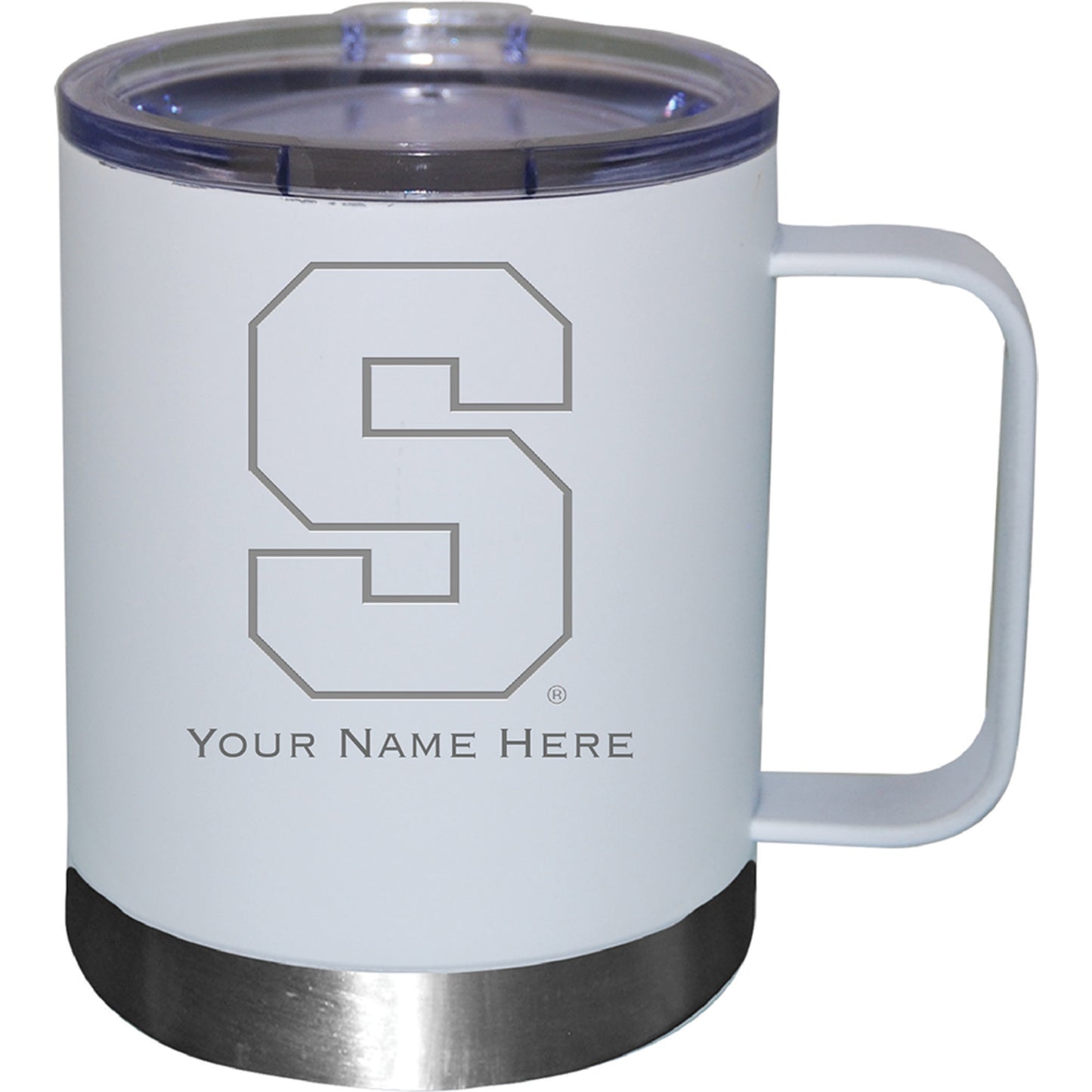 White Syracuse Orange 12oz. Personalized Stainless Steel Lowball with Handle