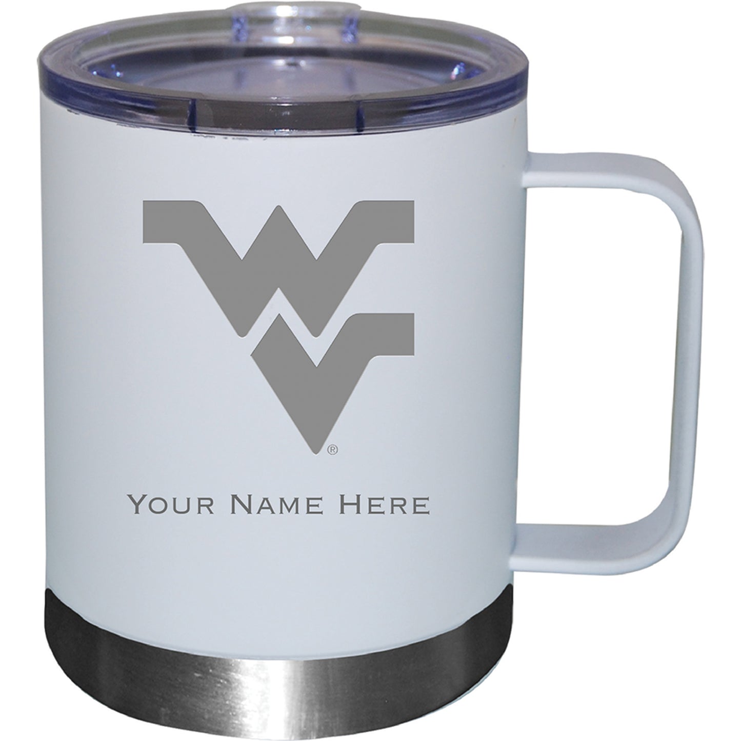 White West Virginia Mountaineers 12oz. Personalized Stainless Steel Lowball with Handle