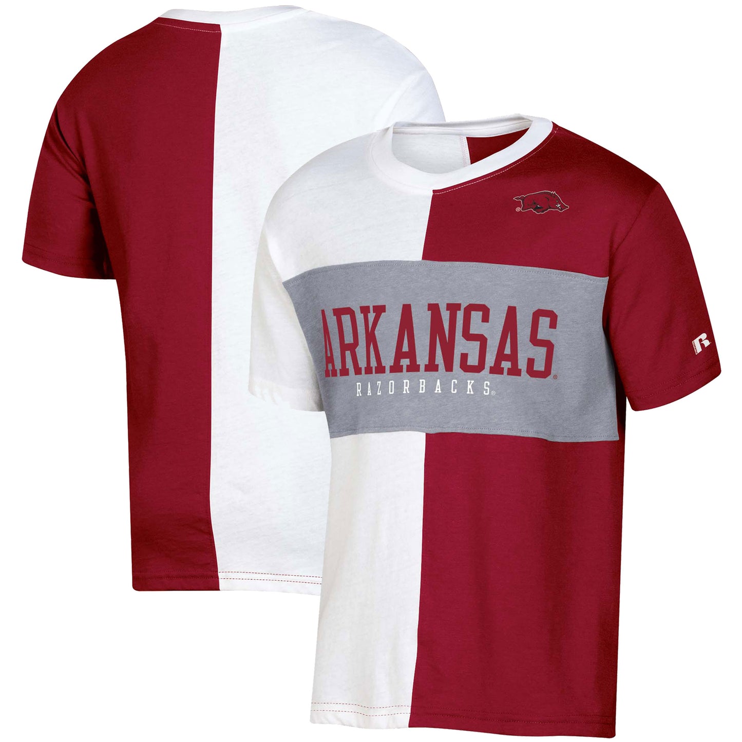 Youth Russell White/Cardinal Arkansas Razorbacks Colorblock T-Shirt