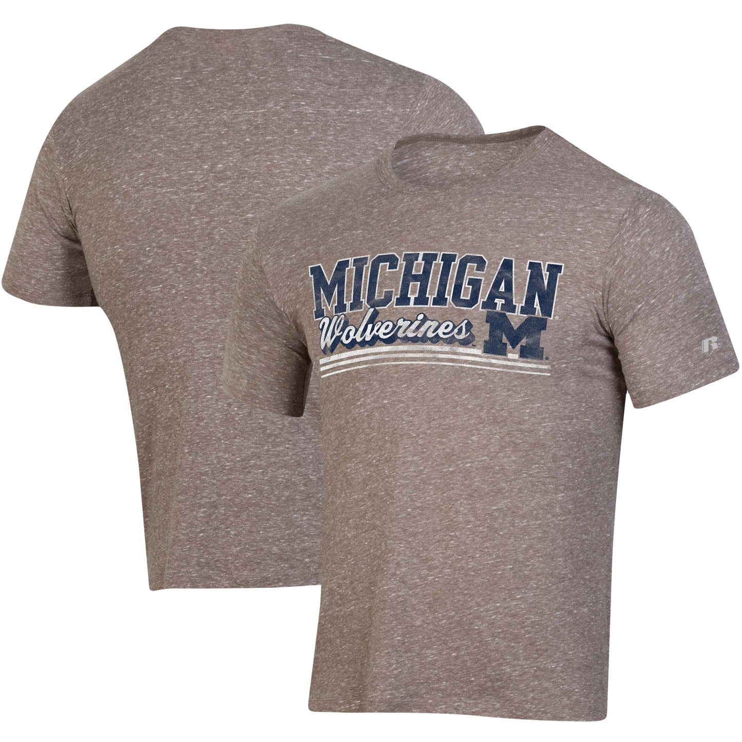 Men's Russell Heathered Charcoal Michigan Wolverines Tri-Blend T-Shirt