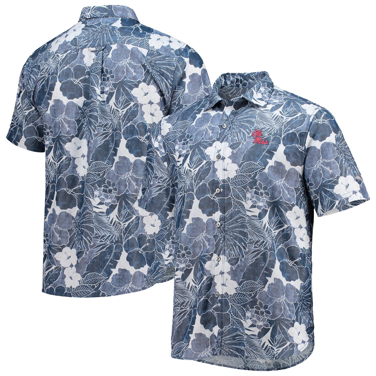 Men's Tommy Bahama Navy Ole Miss Rebels Coconut Point Playa Flora IslandZone Button-Up Shirt