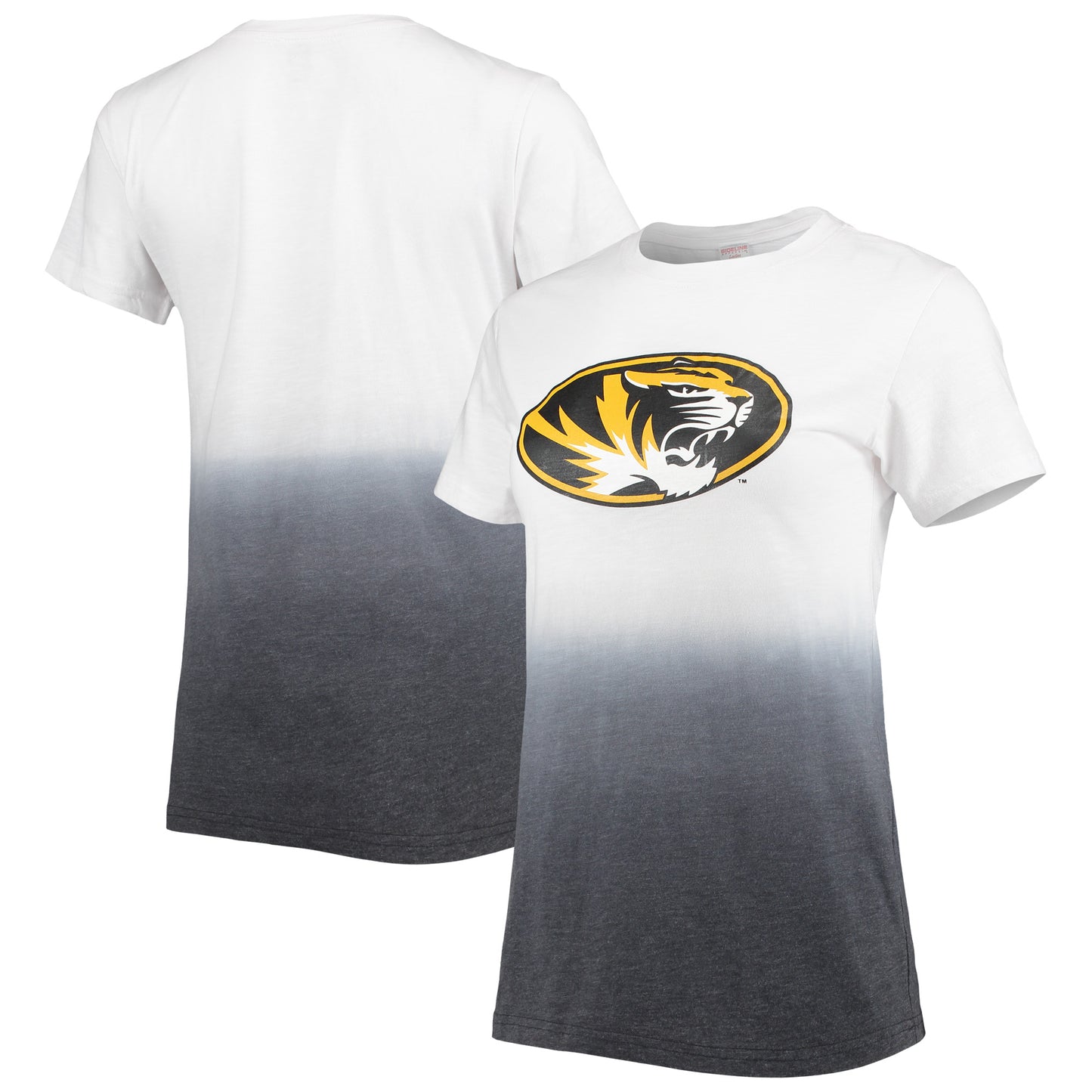 Women's White/Black Missouri Tigers Airplay Dip-Dye T-Shirt