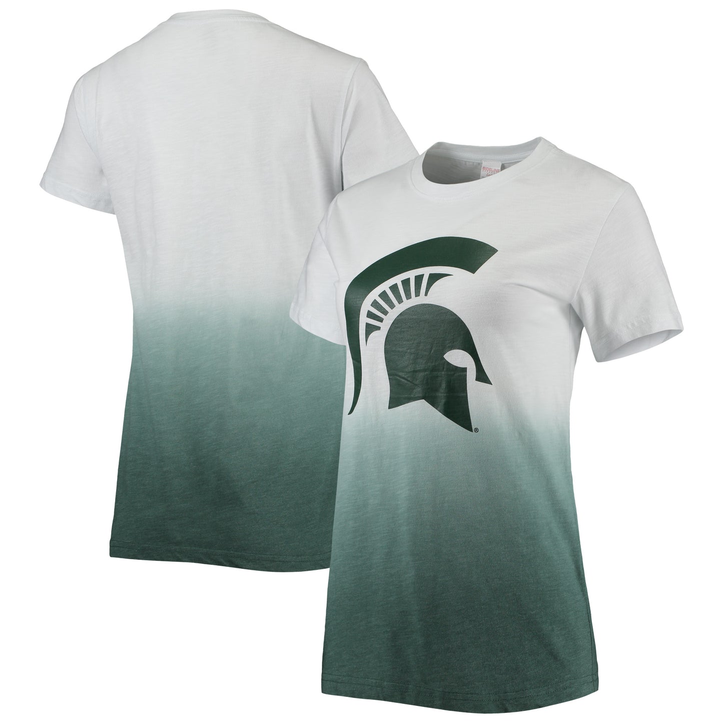 Women's White/Green Michigan State Spartans Airplay Dip-Dye T-Shirt