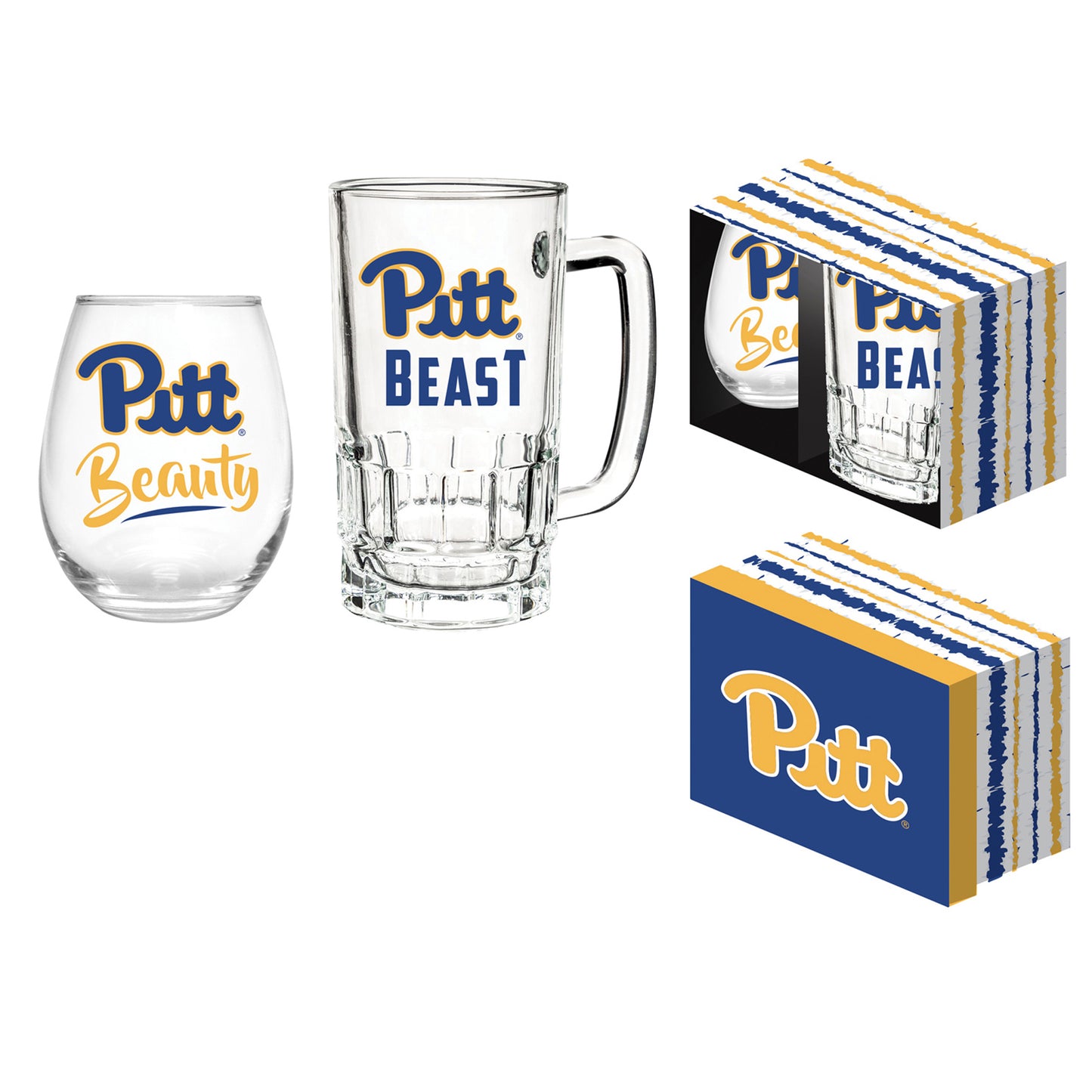 Pitt Panthers 17oz. Stemless Wine Glass & 16oz. Mug Gift Set