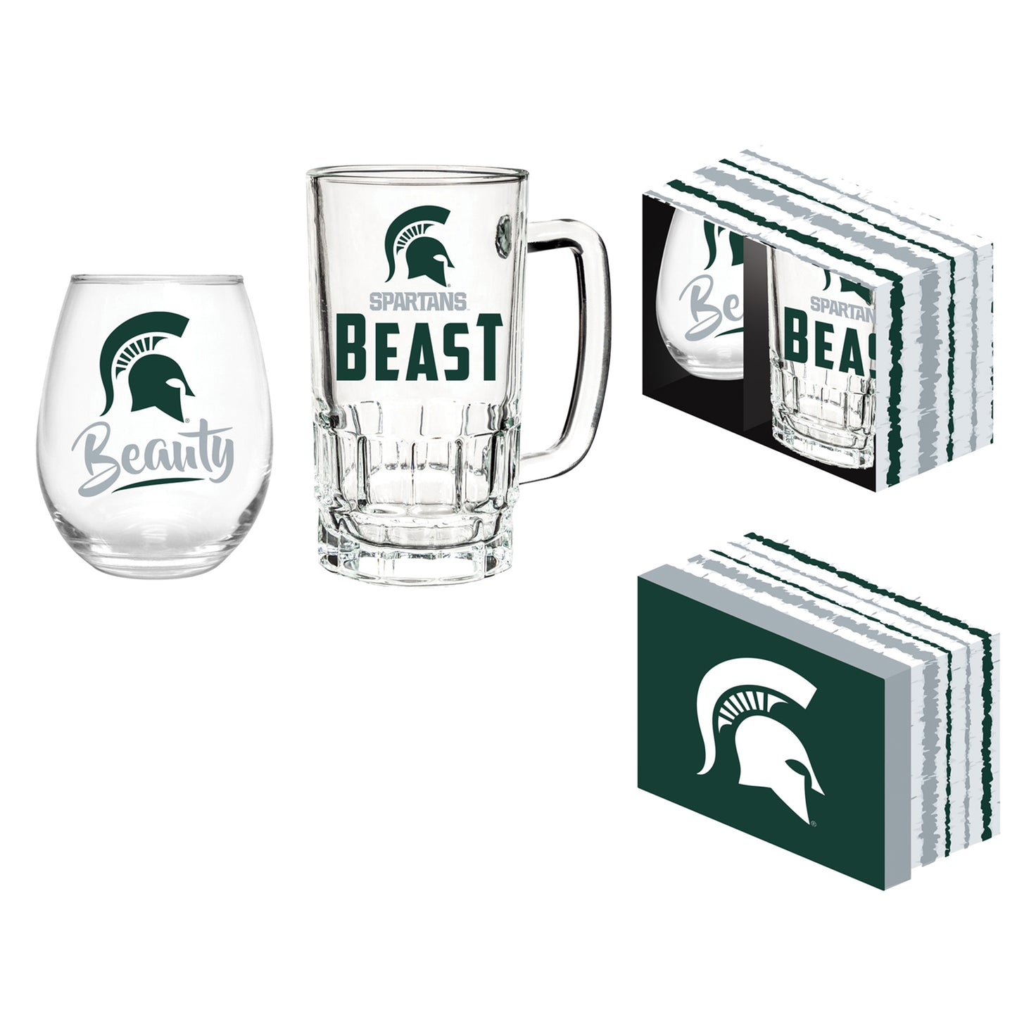 Michigan State Spartans 17oz. Stemless Wine Glass & 16oz. Mug Gift Set