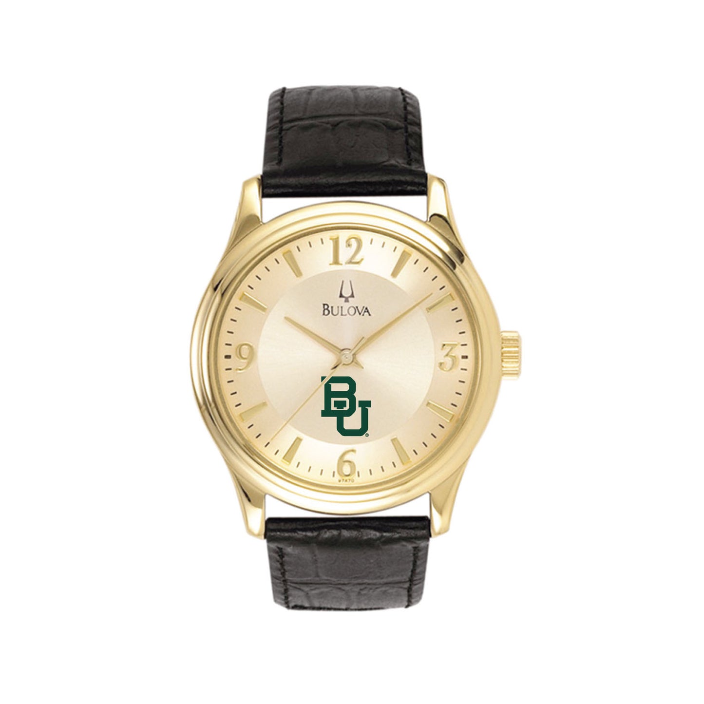Men's Gold/Black Baylor Bears Stainless Steel Watch with Leather Band
