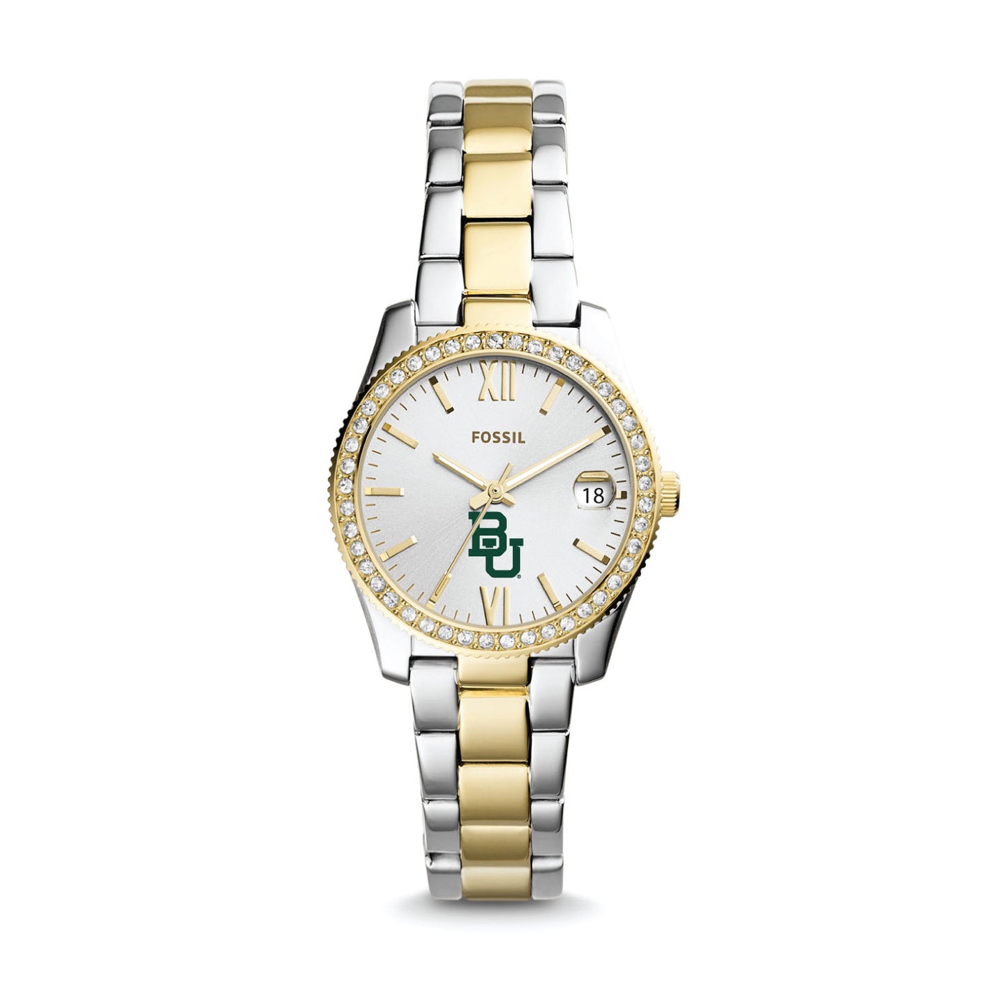 Women's Fossil Baylor Bears Scarlette Mini Two-Tone Stainless Steel Watch