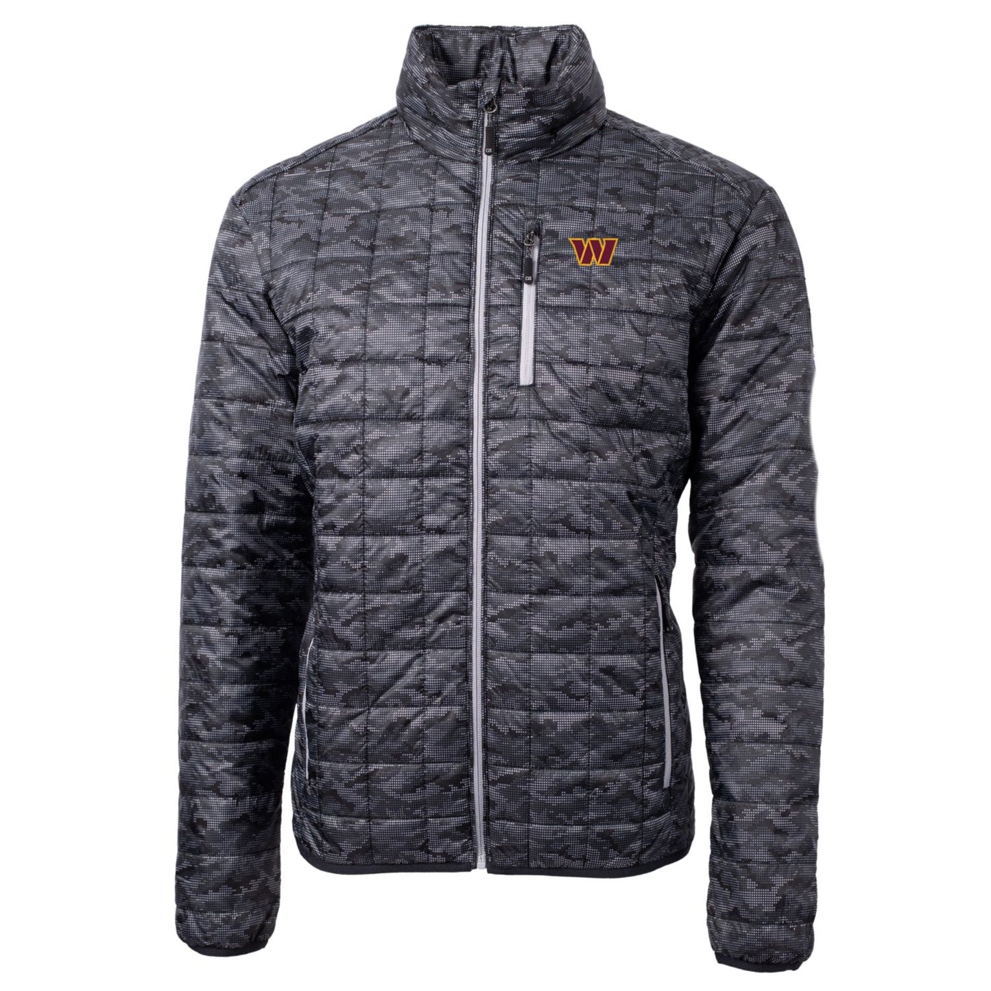 Men's Cutter & Buck Black Washington Commanders Rainier PrimaLoft Printed Full-Zip Puffer Jacket