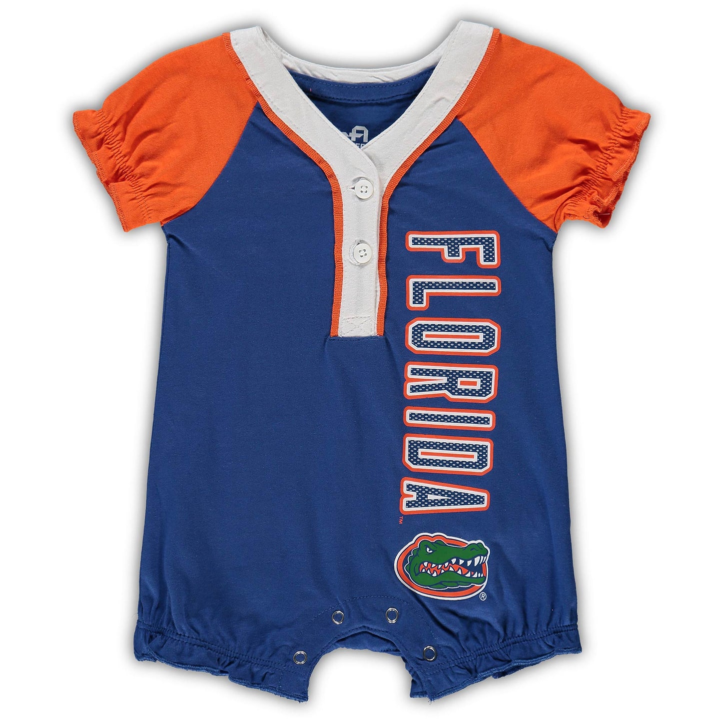 Girls Infant Royal/Orange Florida Gators Raglan V-Neck Romper