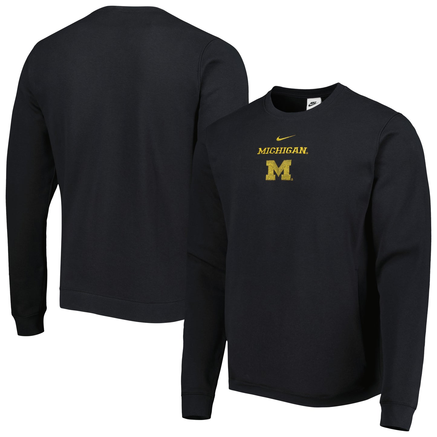 Men's Nike Charcoal Michigan Wolverines Campus Block Club Pullover Sweatshirt