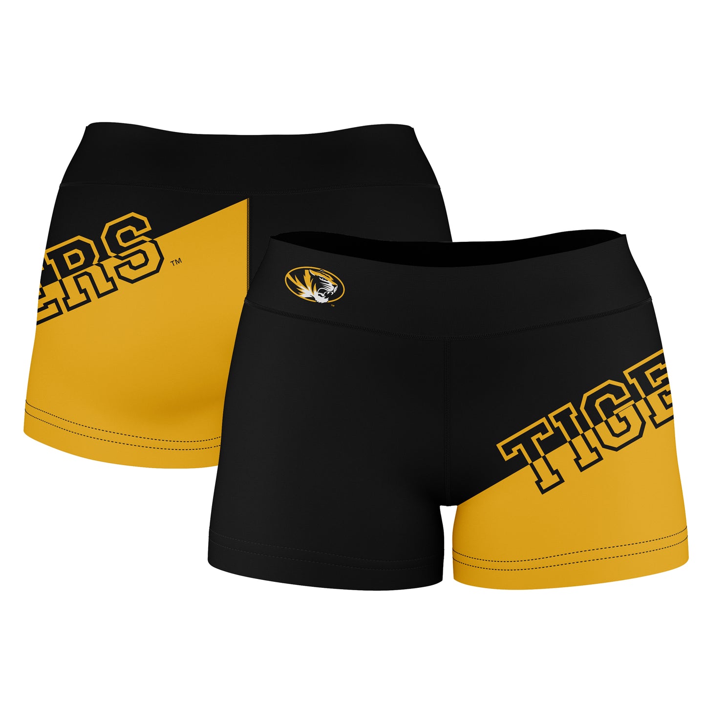 Women's Black Missouri Tigers Plus Size Color Block Shorts