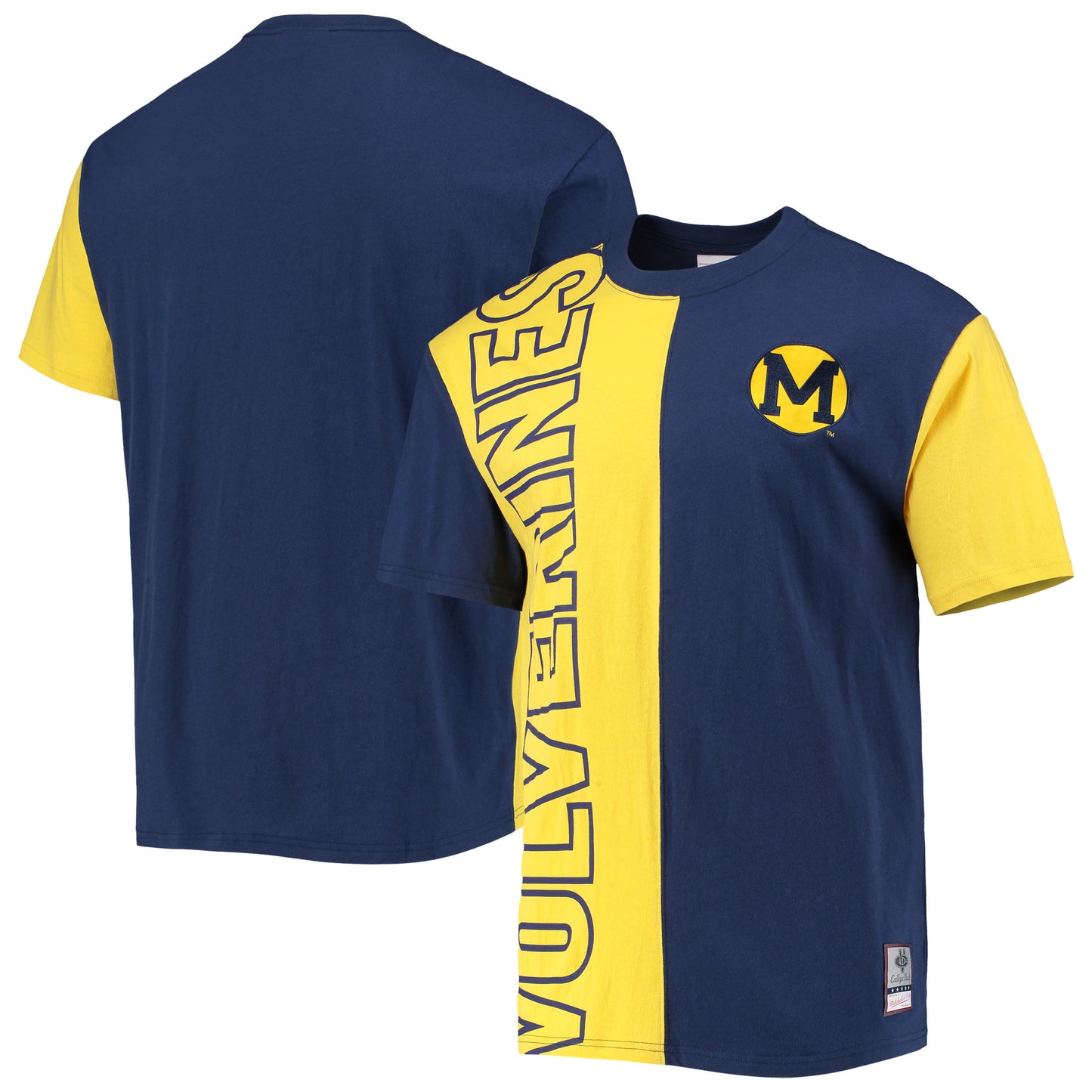 Men's Mitchell & Ness Navy/Maize Michigan Wolverines Play By Play 2.0 T-Shirt