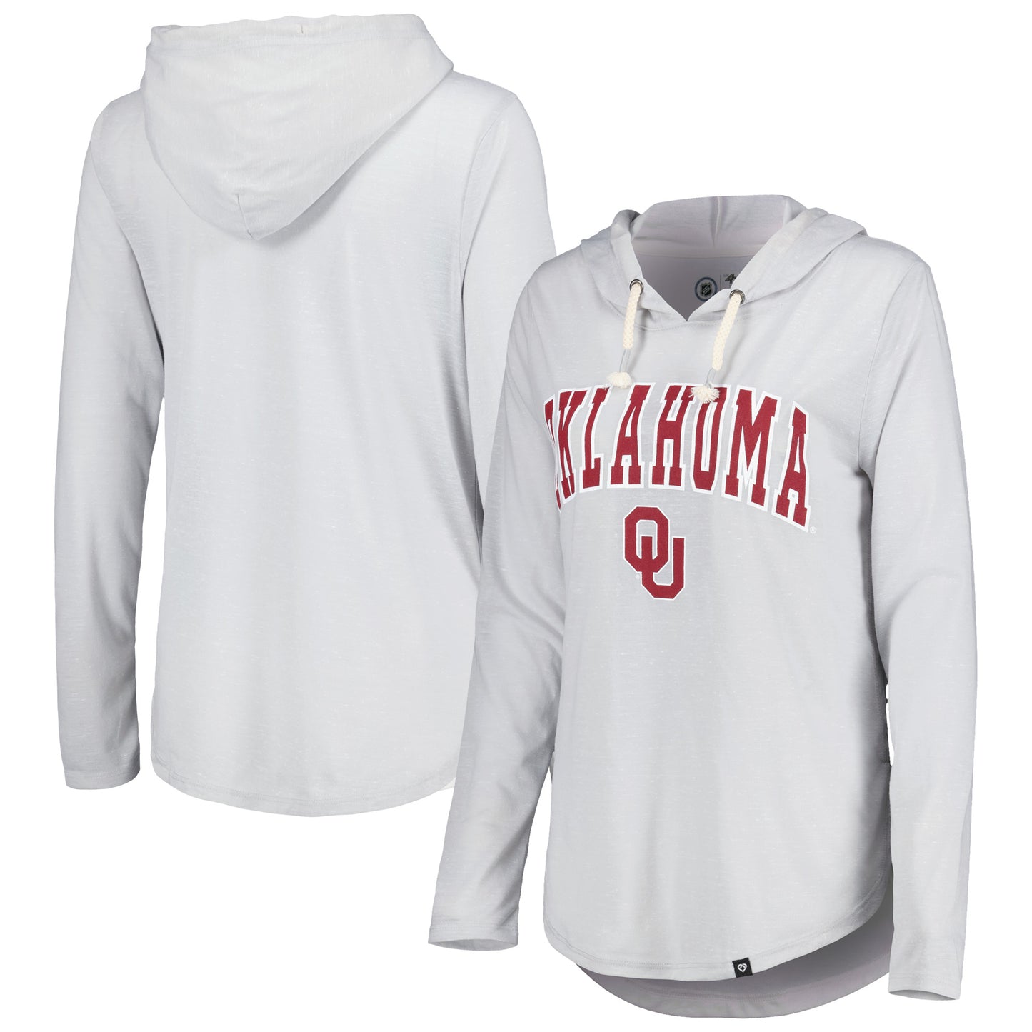Women's Colosseum Heathered Gray Oklahoma Sooners Core Cora Campus Hoodie Long Sleeve T-Shirt