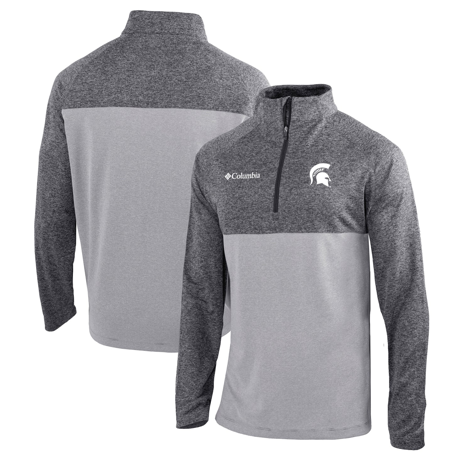 Men's Columbia Gray Michigan State Spartans Omni-Wick Rockin' It Quarter-Zip Pullover Jacket