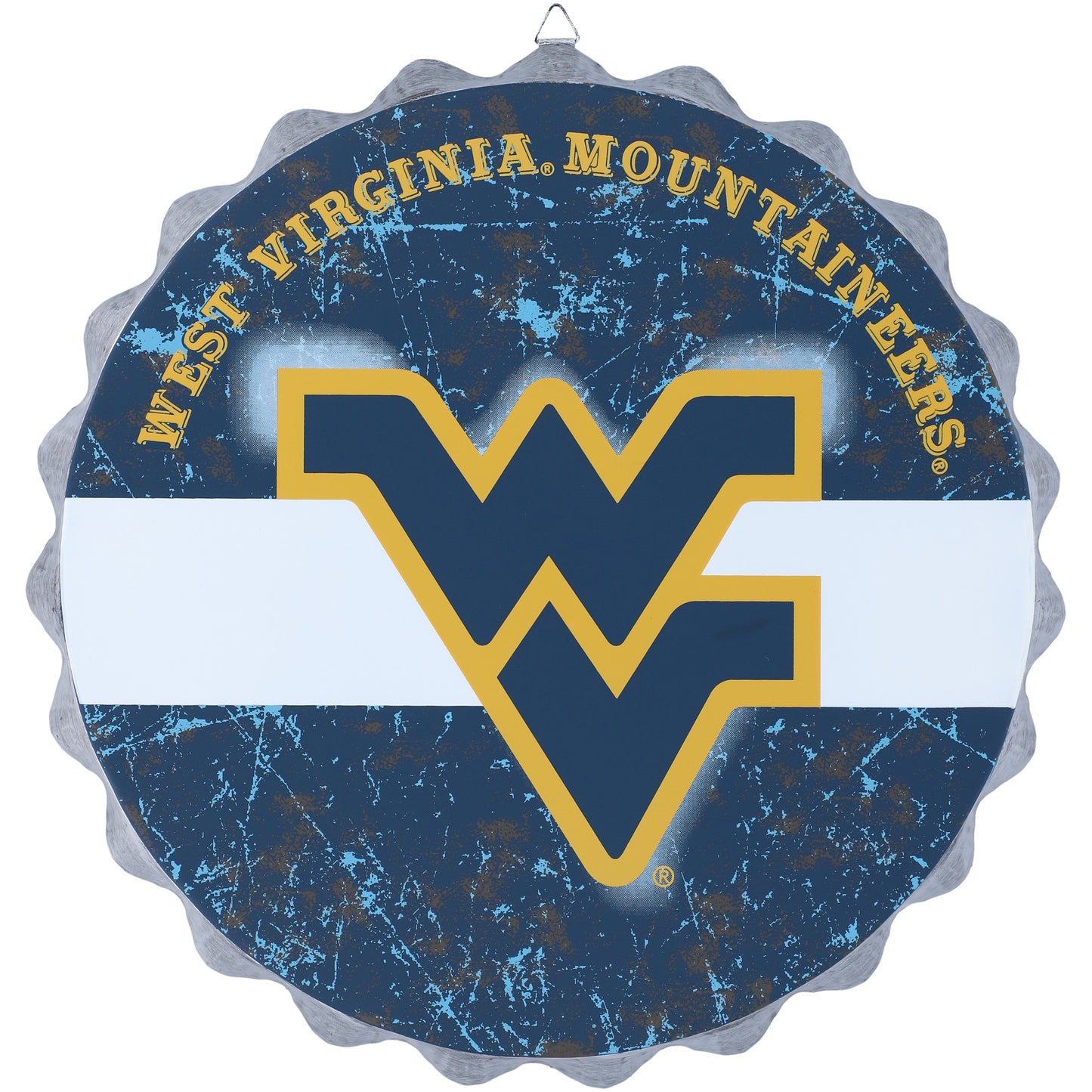 FOCO West Virginia Mountaineers Distressed Logo Bottlecap Sign