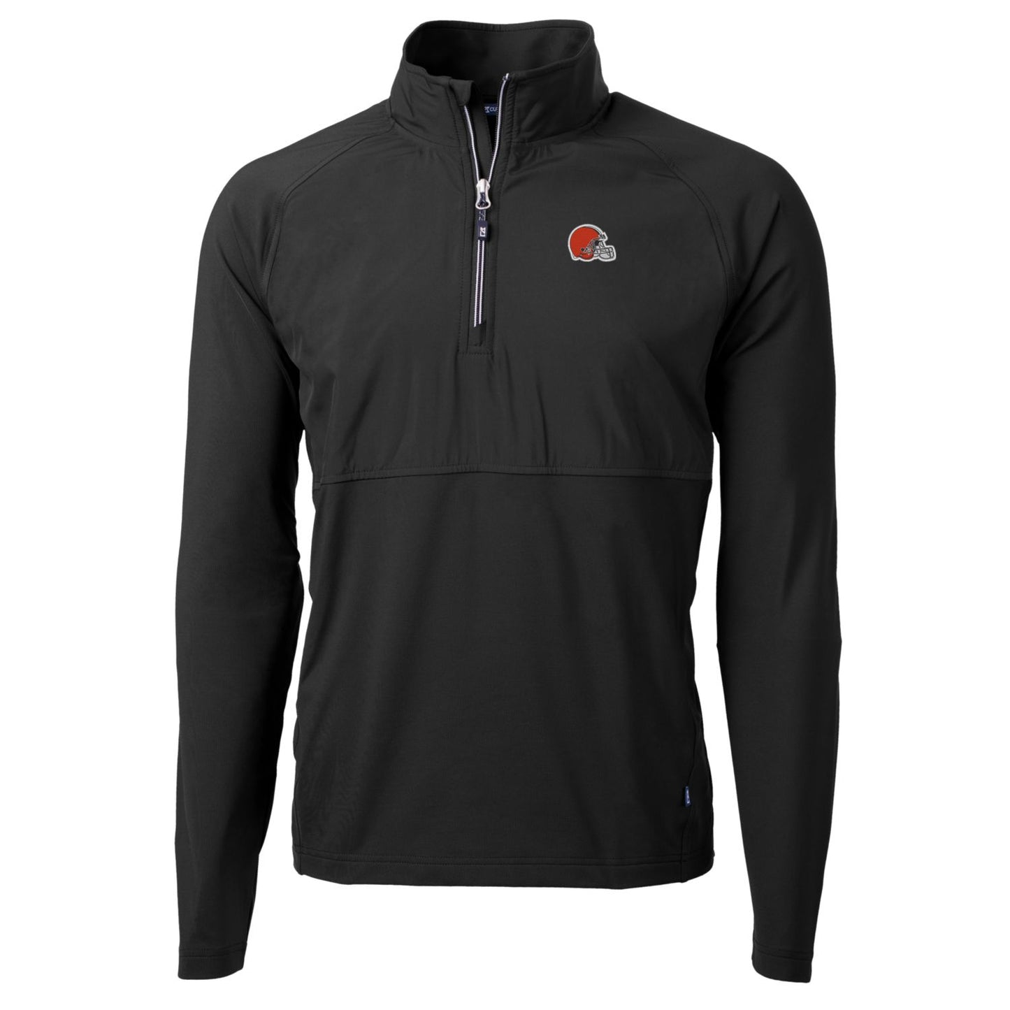 Men's Cutter & Buck Black Cleveland Browns Adapt Eco Knit Hybrid Recycled Quarter-Zip Raglan Jacket