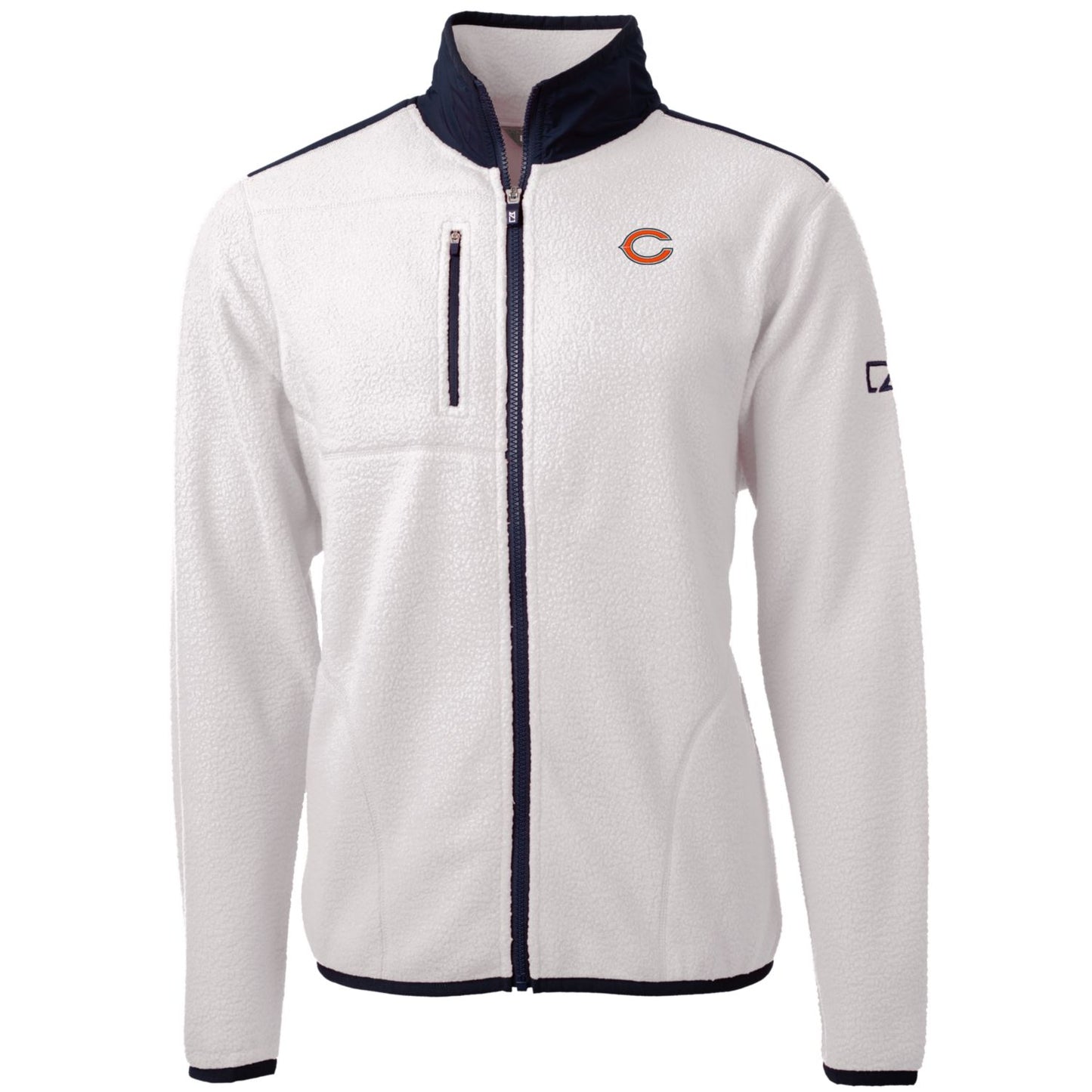 Men's Cutter & Buck White Chicago Bears Big & Tall Cascade Eco Sherpa Fleece Full-Zip Jacket