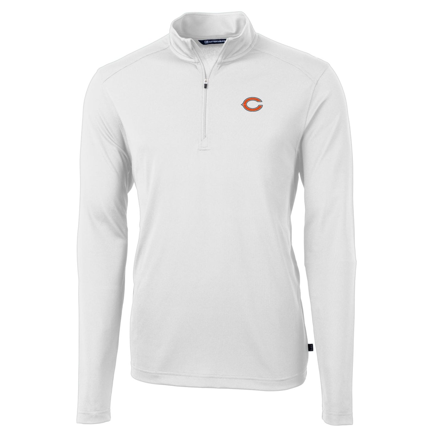 Men's Cutter & Buck White Chicago Bears Big & Tall Virtue Eco Pique Quarter-Zip Pullover Jacket