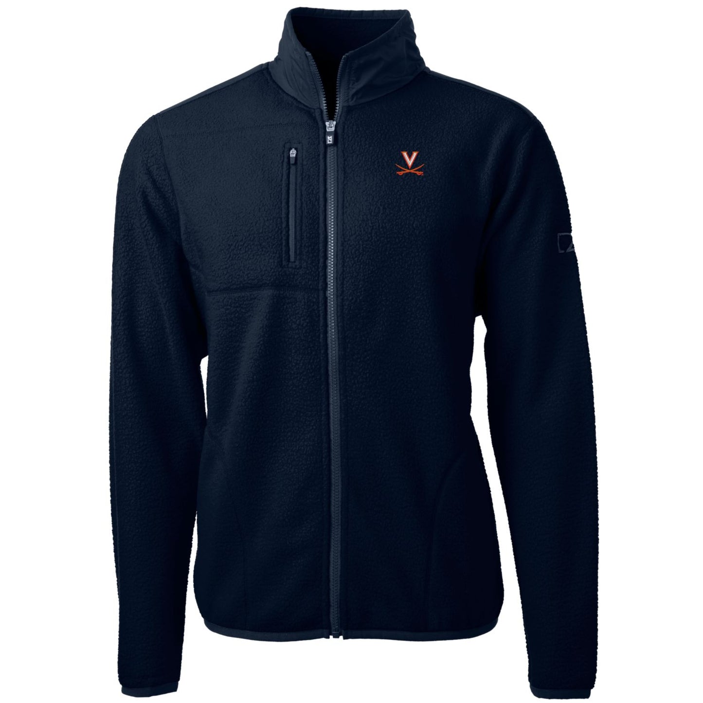 Men's Cutter & Buck Navy Virginia Cavaliers Team Logo Cascade Eco Sherpa Fleece Full-Zip Jacket
