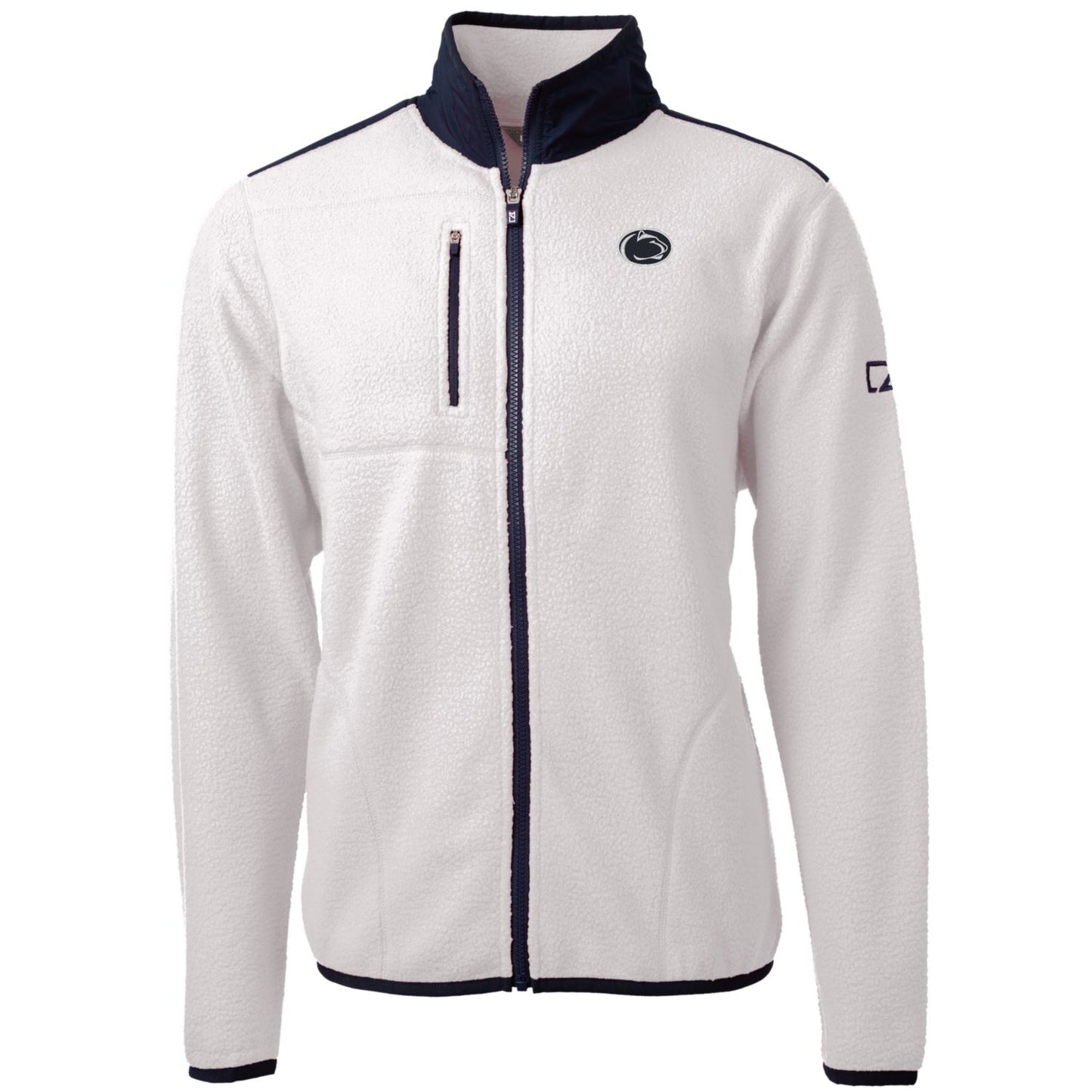 Men's Cutter & Buck Cream Penn State Nittany Lions Team Logo Cascade Eco Sherpa Fleece Full-Zip Jacket