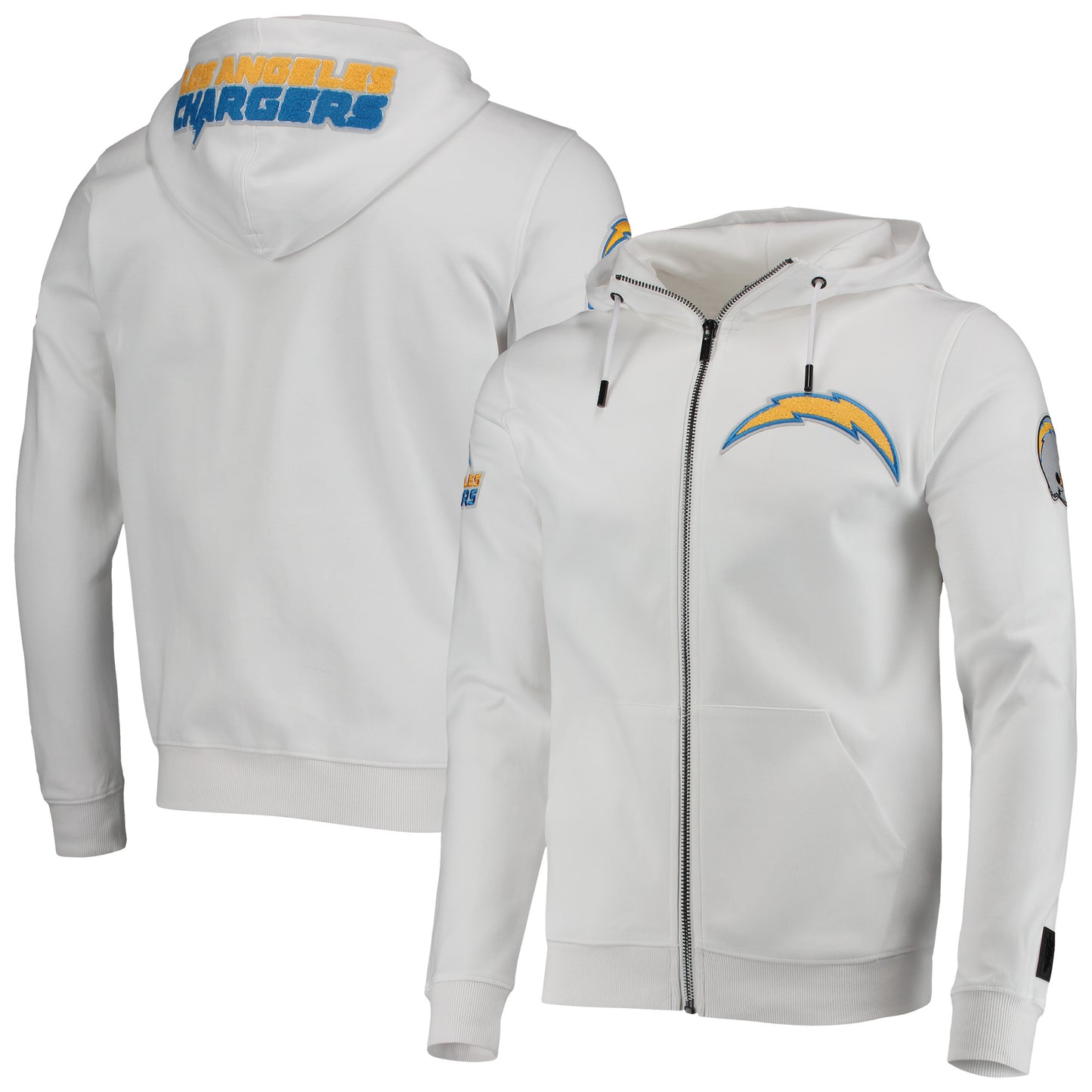 Men's Pro Standard White Los Angeles Chargers 4-Hit Full-Zip Hoodie