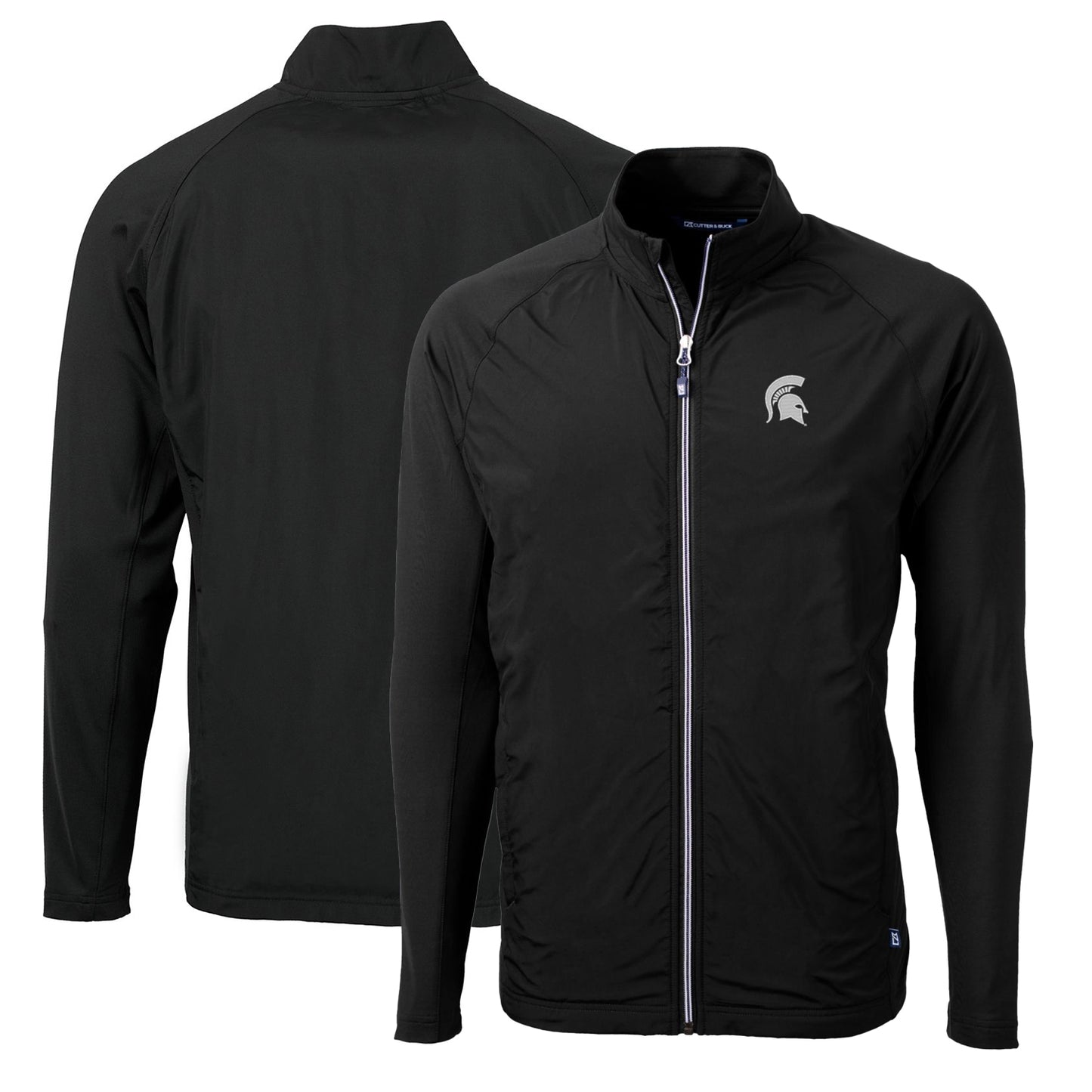 Men's Cutter & Buck Black Michigan State Spartans Big & Tall Adapt Eco Knit Hybrid Recycled Full-Zip Jacket