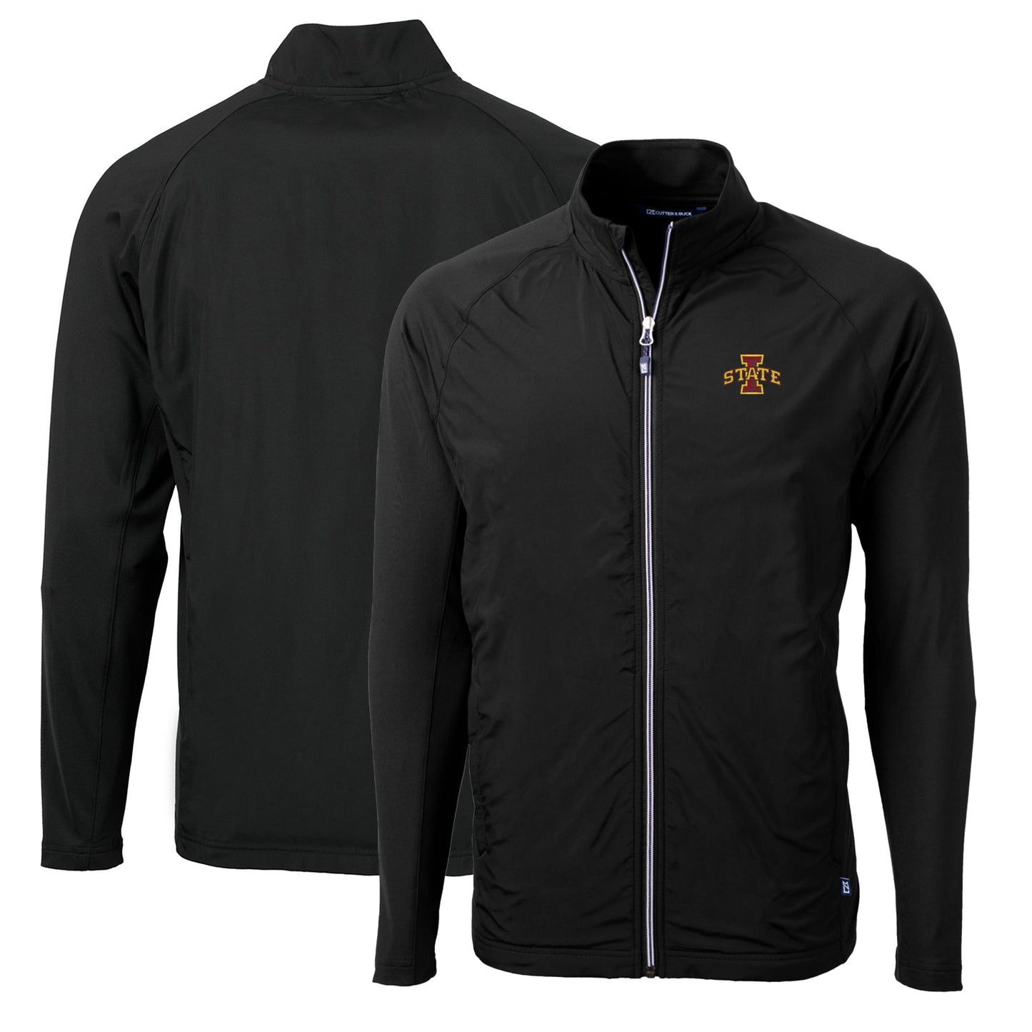 Men's Cutter & Buck Black Iowa State Cyclones Big & Tall Adapt Eco Knit Hybrid Recycled Full-Zip Jacket