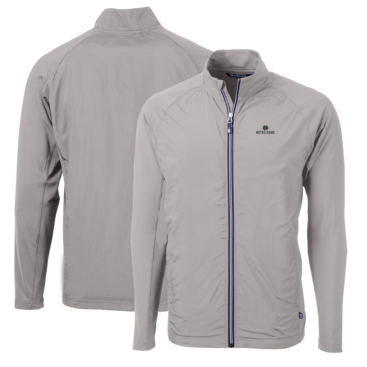 Men's Cutter & Buck Gray Notre Dame Fighting Irish Big & Tall Adapt Eco Knit Hybrid Recycled Full-Zip Jacket