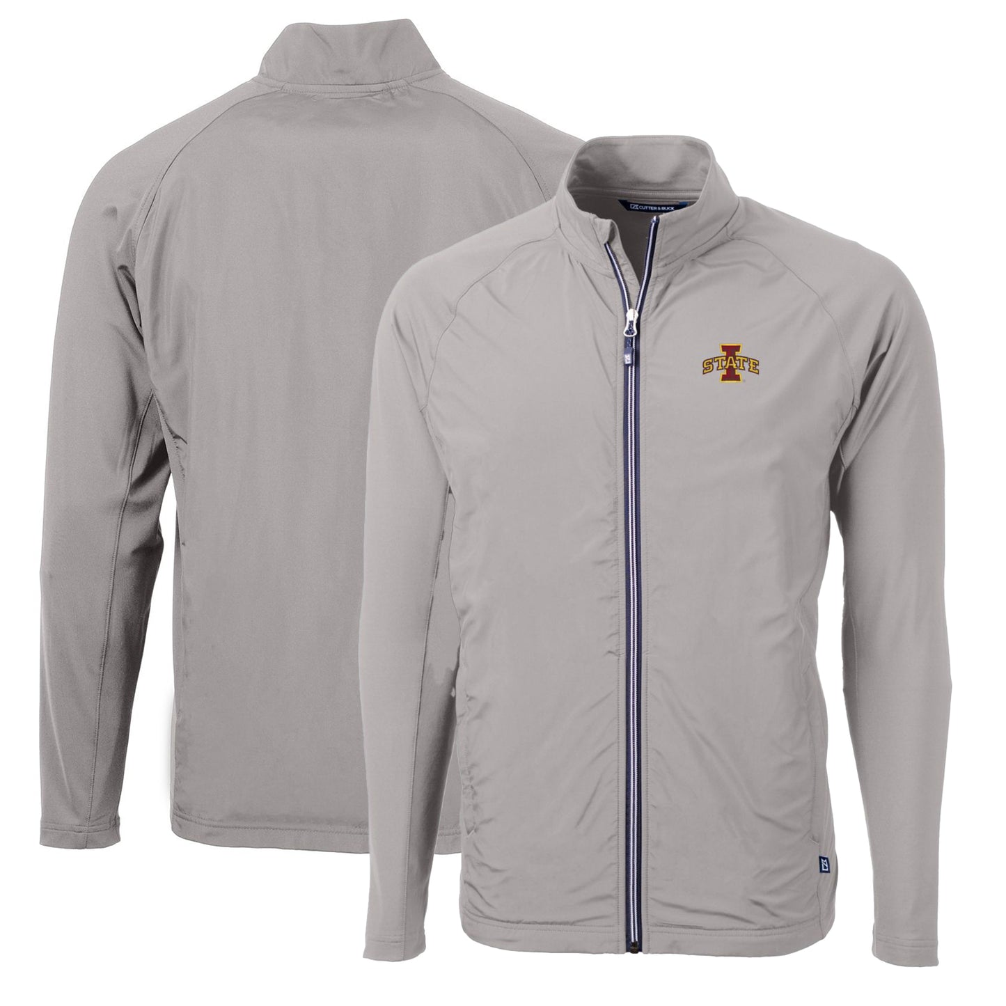Men's Cutter & Buck Gray Iowa State Cyclones Big & Tall Adapt Eco Knit Hybrid Recycled Full-Zip Jacket