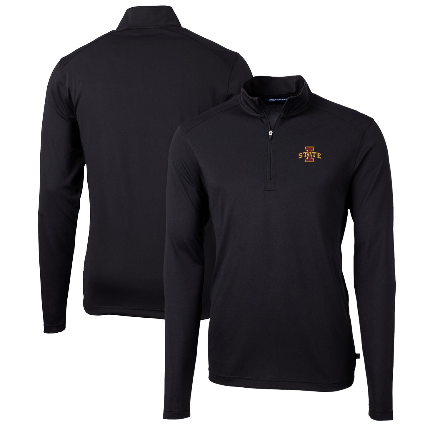 Men's Cutter & Buck Black Iowa State Cyclones Big & Tall Virtue Eco Pique Recycled Quarter-Zip Pullover Top