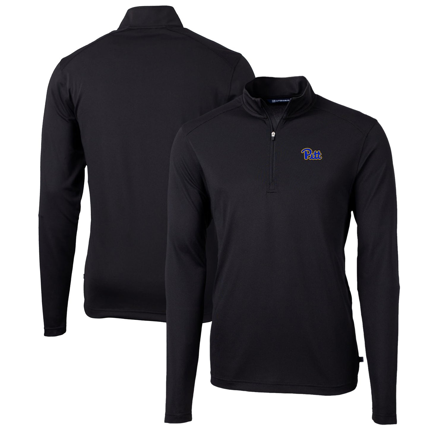 Men's Cutter & Buck Black Pitt Panthers Big & Tall Virtue Eco Pique Recycled Quarter-Zip Pullover Top